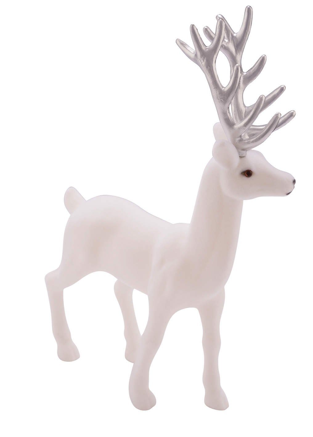Gehlmann Weihnachtsfigur Hirsch, Samt, verschiedene Farben und Größen erhältlich weiß-silber | Dekofiguren