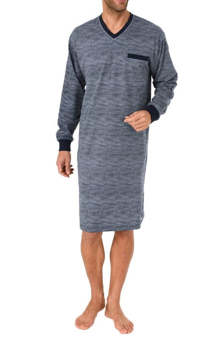 Normann Nachthemd Herren Nachthemd langarm mit Bündchen - Minimalprint 212 10 431