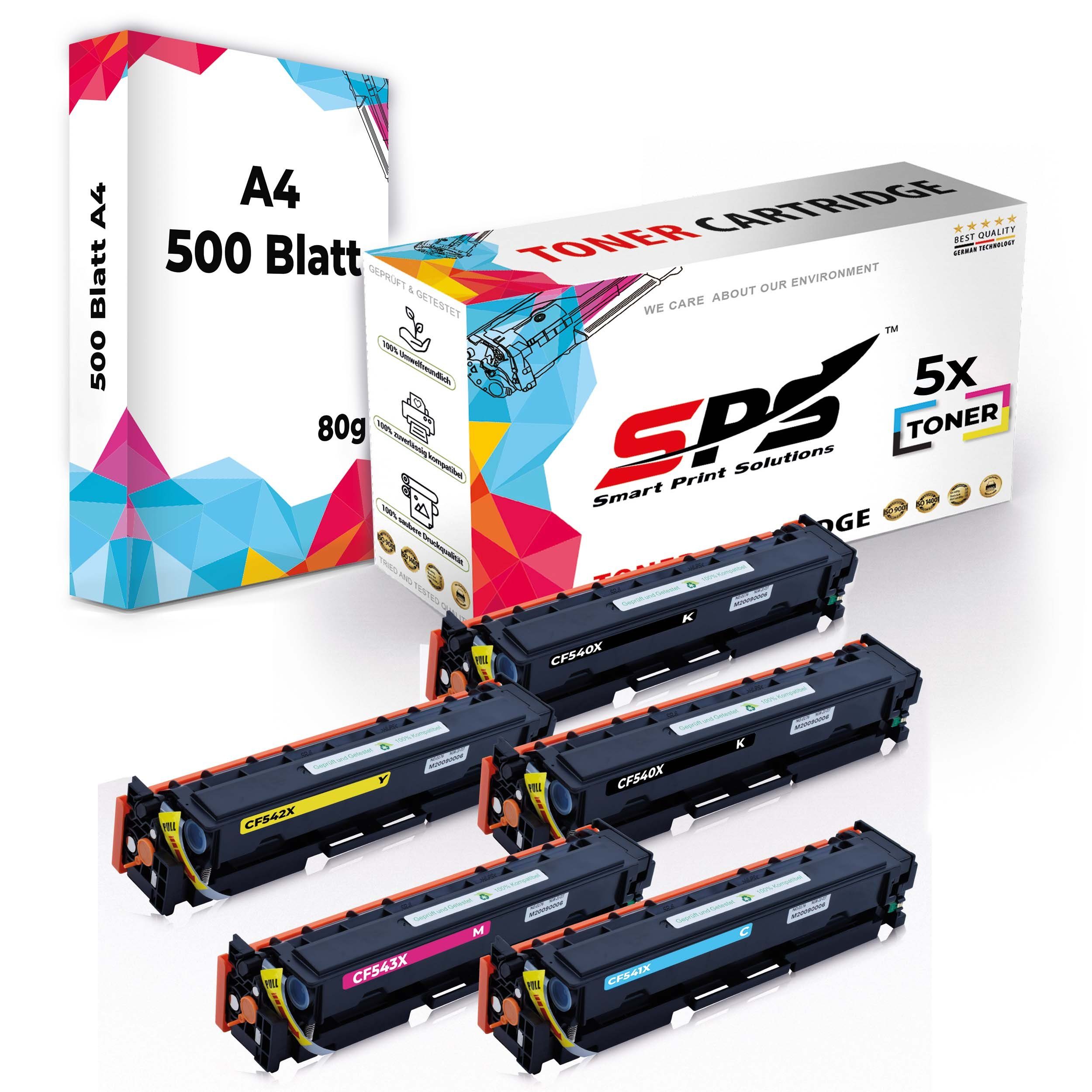 SPS Tonerkartusche Kompatibel für HP Color Laserjet Pro M254 203X, (5er Pack + A4 Papier, 5x Toner (2x Schwarz, 1x Cyan, 1x Magenta, 1x Gelb), 1x DIN A4 Druckerpapier 500 Blatt)