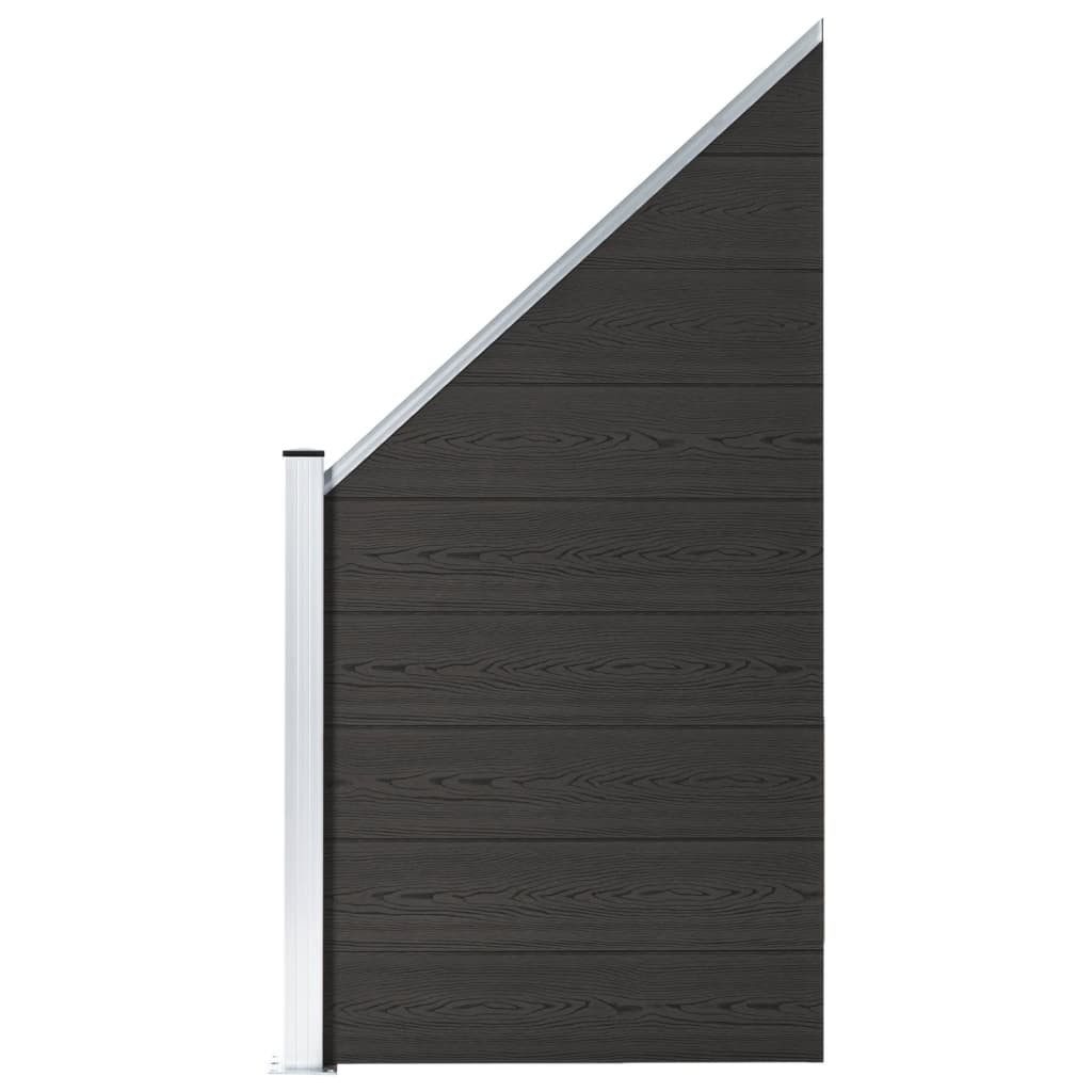 furnicato Zaun Schwarzer WPC Gartenzaun 95 x (105-180) cm mit Aluminium-Oberprofil, (1-St), Robuster Sichtschutz mit modularer Bauweise und dekorativem Aufdruck