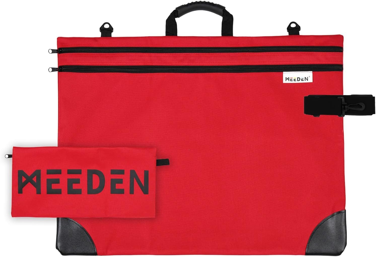 MEEDEN Dokumententasche Kunstmappe aus 600D Oxford mit Doppelfach, Schultergurt und Handtasche (Set, 3-tlg., mit Handtasche und Schultergurt), Wasserdicht, belastbar bis 10 kg, für Künstler und Fotografen geeignet