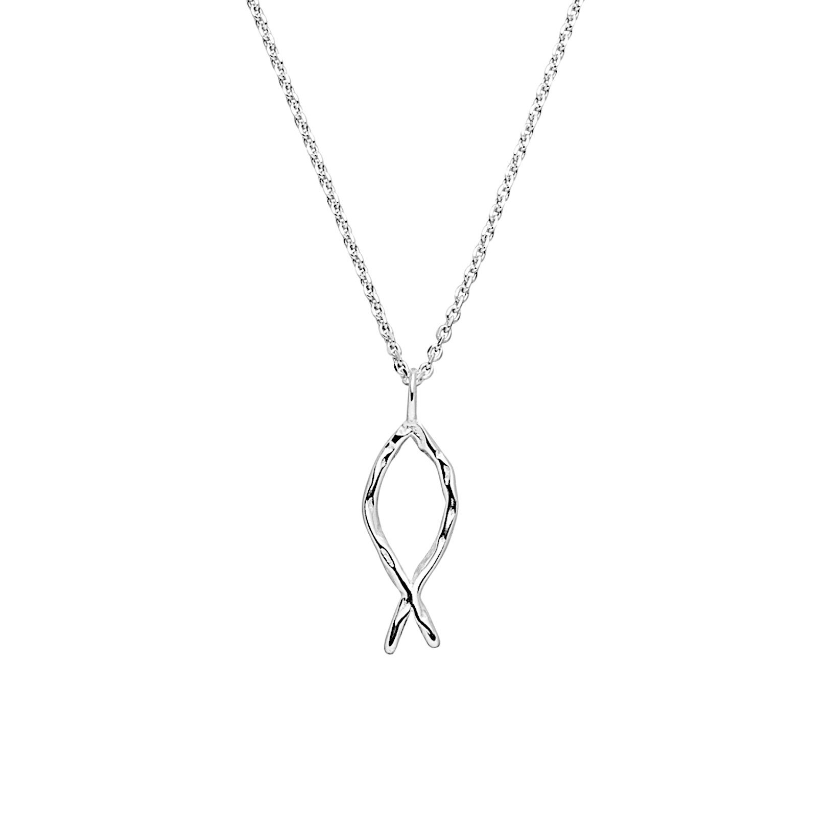 Kette mit Anhänger ICHTHYS Halskette mit Struktur 925 Silber