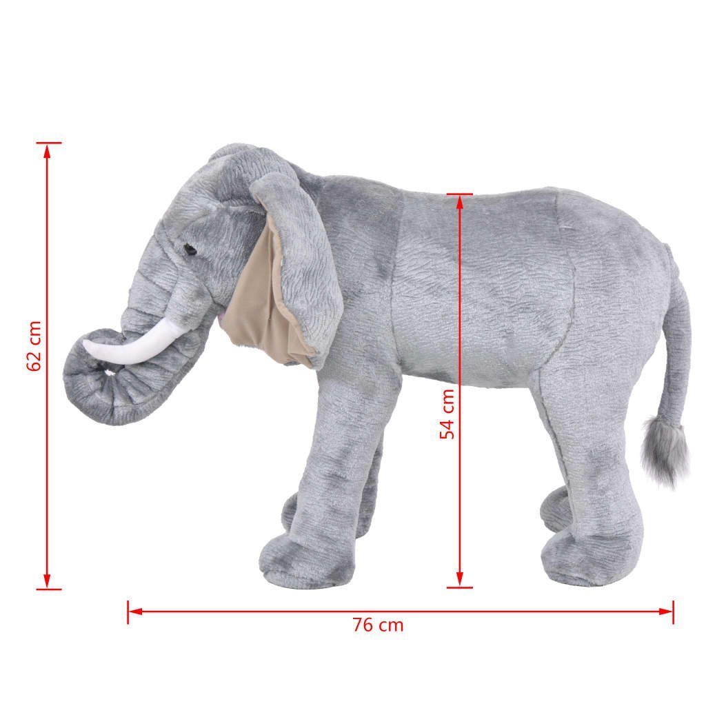 Kuscheltier Kuscheltier vidaXL Stehend Grau Plüschtier Stofftier Elephant XXL