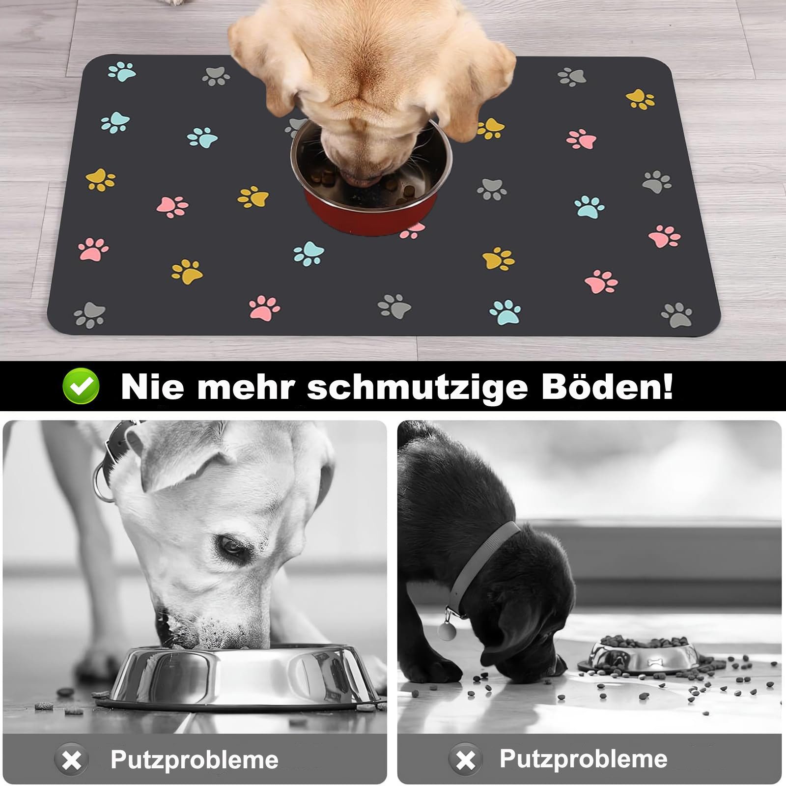 Srvillg Napfunterlage Diatomit Napfunterlage Hund Katze – Saugfähige Futtermatte, 1-St., Schnell Trocknend & Rutschfest für Haustiere – Bild 5 von 5