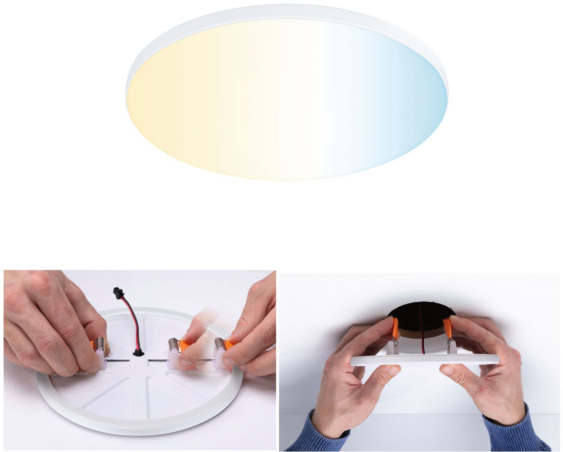 Paulmann LED Einbauleuchte IP44 LED Einbaupanel LED 160mm Veluna rund dimmbar, White integriert, 1000lm Tageslichtweiß, Edge VariFit steuerbar Weiß App fest ZigBee, Tunable