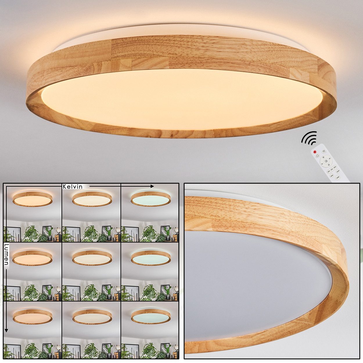 hofstein Deckenleuchte dimmbare Deckenlampe a. Metall/Holz/Kunststoff in We günstig online kaufen
