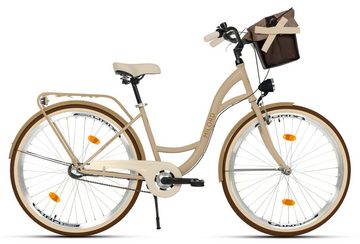 MILORD BIKES Cityrad Milord City Fahrrad Korb Damenfahrrad, 28 Zoll, Braun-Creme, 3-Gang, 3 Gang, Nabenschaltung