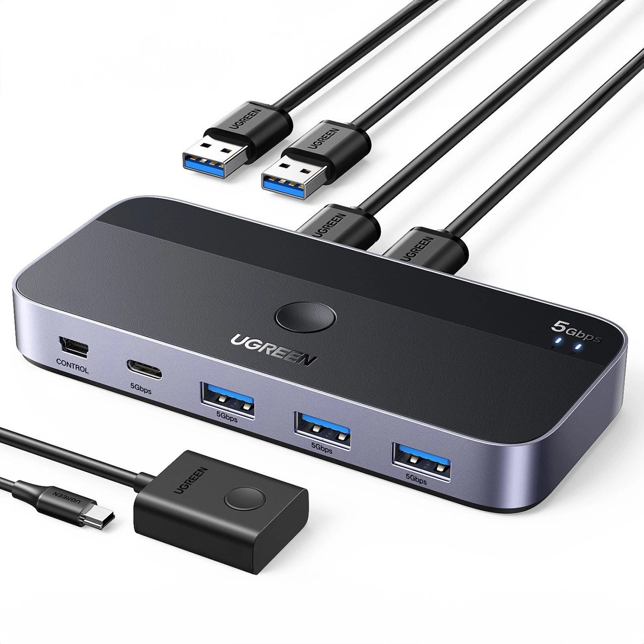 HUB - Adapter - 3.0 Switch 2-in-4 Switch + 2x USB-A Kabel - Schwarz Adapter