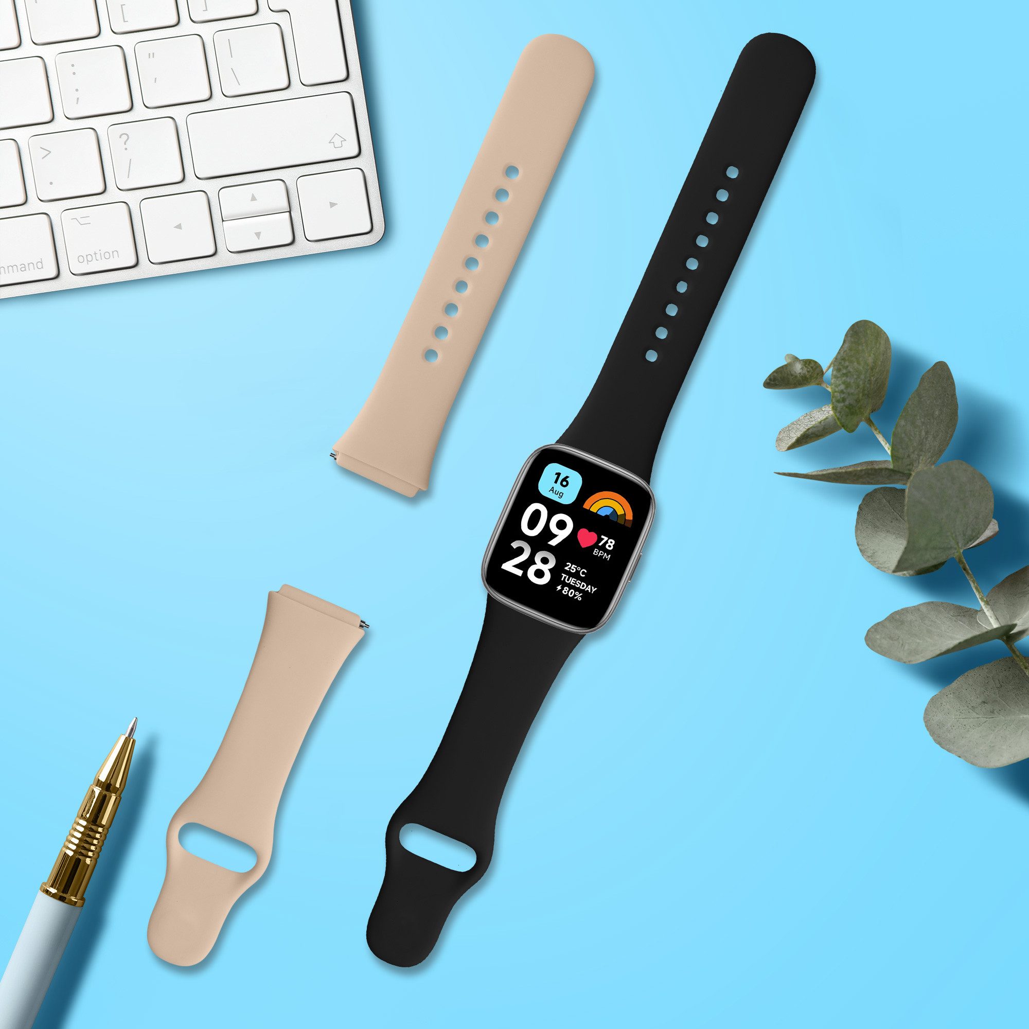 kwmobile 2x Uhrenarmband für Xiaomi Redmi Watch 3 Active Armband Smartwatch, 2-tlg., Fitnesstracker Band Set aus TPU Silikon - Ersatzarmband Smartwatch