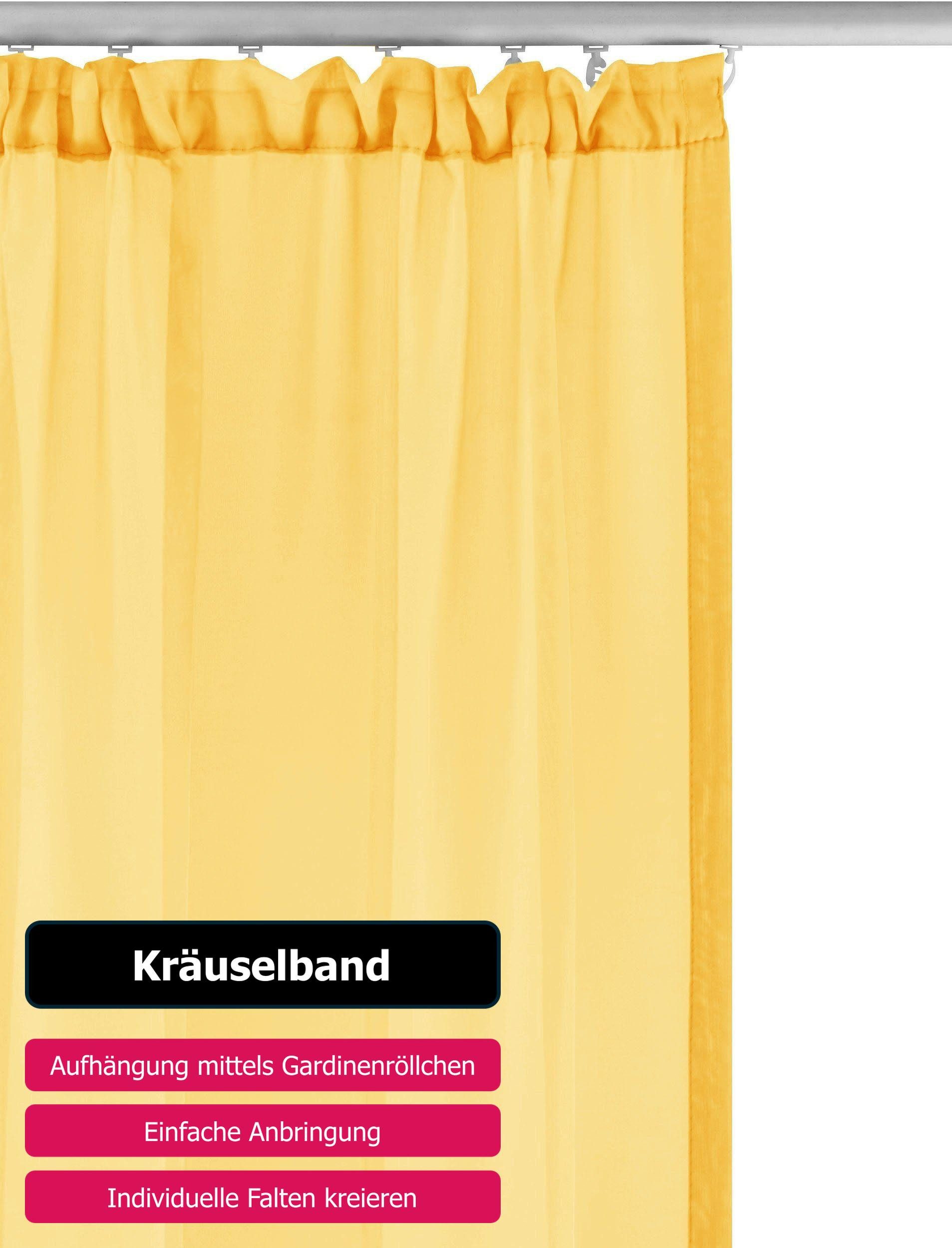 OTTO home Gardine XANA 1er- und 2er-Pack, Kräuselband, Topseller! (1 St), Kräuselband, transparent, Voile, Bestseller, einfarbig, 1 bzw. 2 Schals, pflegeleicht, – Bild 4 von 5