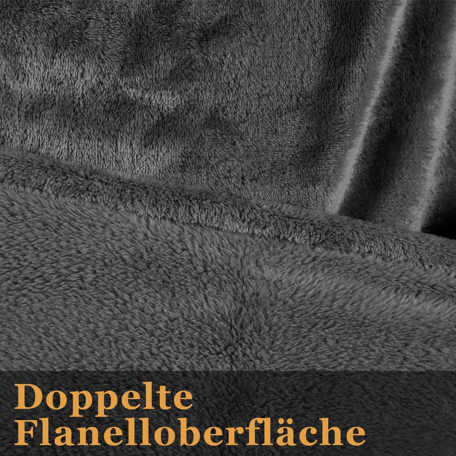 Gimisgu Ärmeldecke Flanell, 150x180cm Ärmeln mit Wohndecke Kuscheldecke Wohndecke Grau