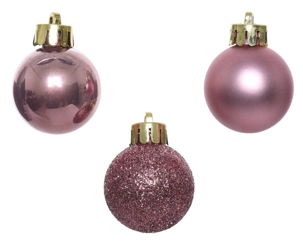 Weihnachtsbaumkugel, Set season decorations - Samtpink Kunststoff Decoris Weihnachtskugeln 14er 3cm
