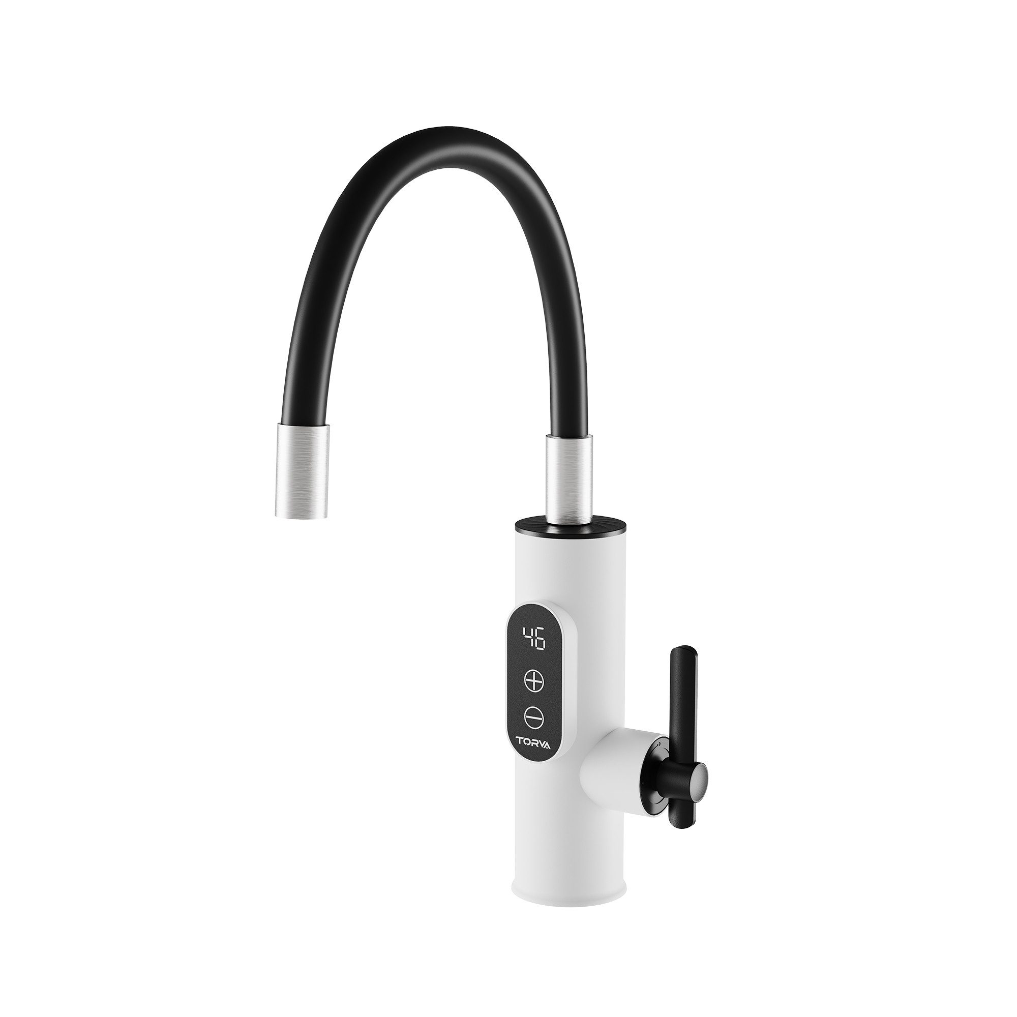 HomeGuru Elektrischer Wasserhahn Instant Heißwasserhahn, elektrisch, 360° drehbar, mit LCD-Anzeige, nur 3 Sekunden heißes Wasser
