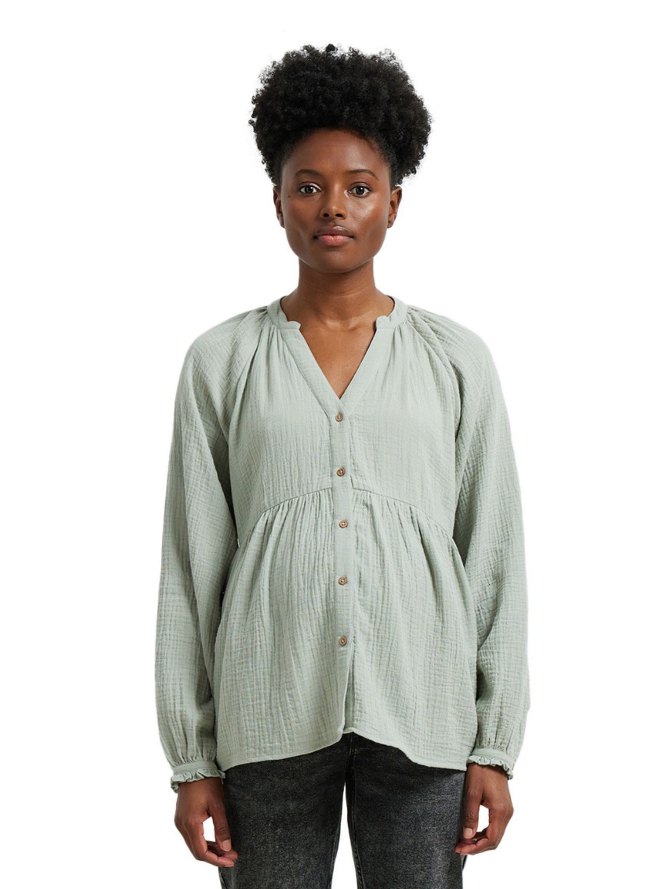 vertbaudet Umstandsbluse Bluse für Schwangerschaft und Stillzeit Musselin aus Bio-Baumwolle