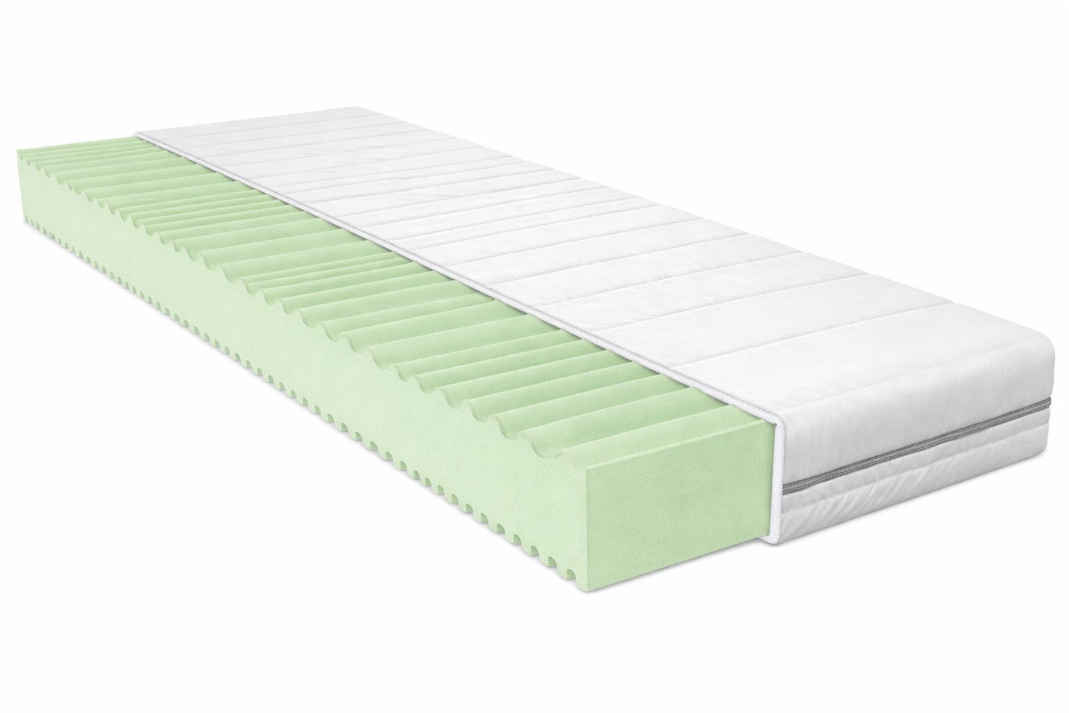 Komfortschaummatratze Basic Premium 7-Zonen Schlafkomfort – ergonomisch & atmungsaktiv, BeMeo, 15 cm hoch, 100 TAGE PROBESCHLAFEN, 100% Made in Germany 120x200, Versand 0€