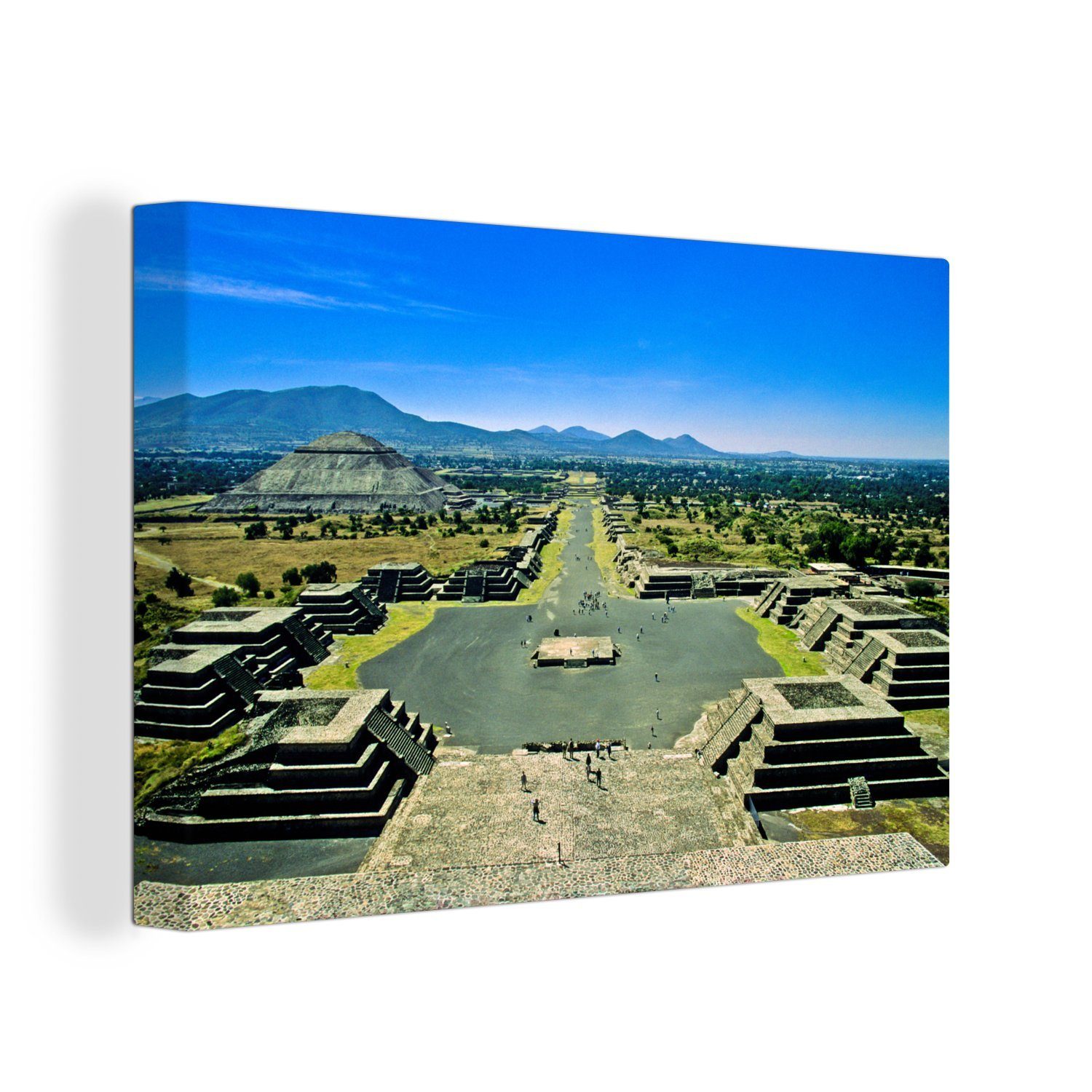 OneMillionCanvasses® Leinwandbild Ansicht der Pyramiden und Ritualbauten in Teotihuacán in Mexiko, (1 St), Wandbild Leinwandbilder, Aufhängefertig, Wanddeko, 30x20 cm