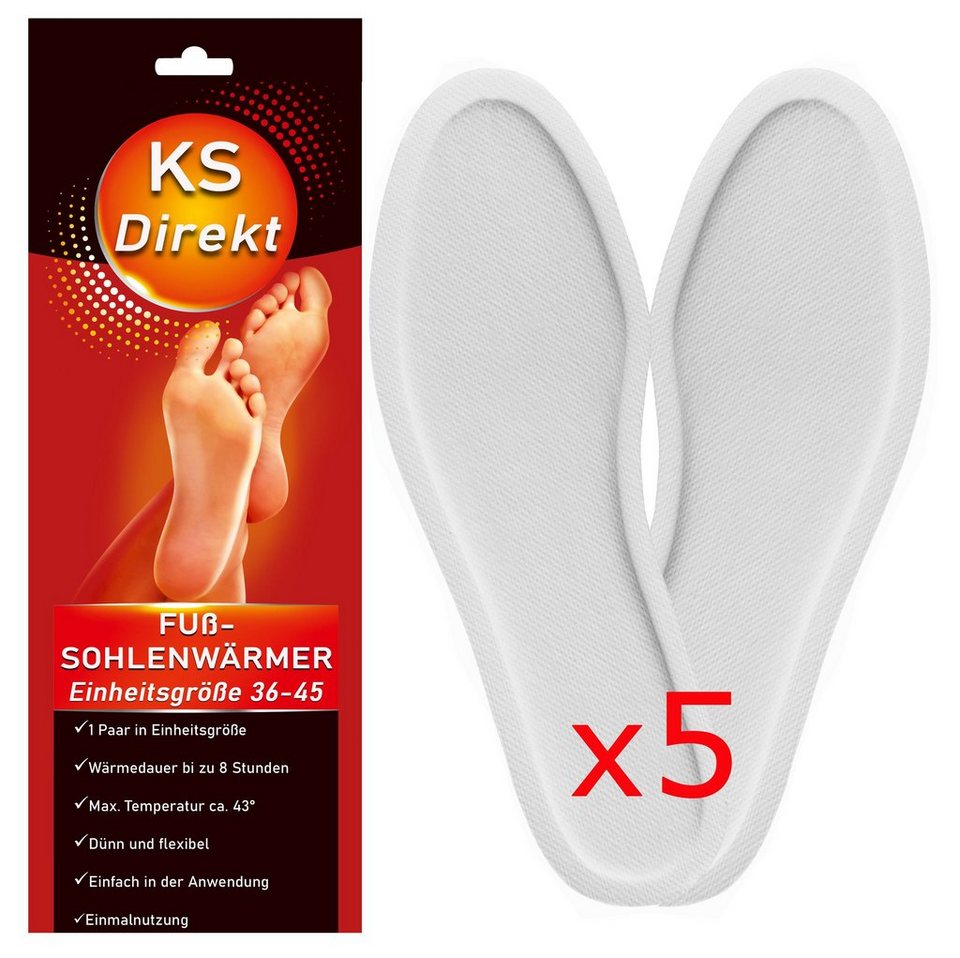 KS-Direkt Fußwärmer 5 x Paar Fußwärmer extra warme Sohlenwärmer Wärmesohlen  Einlegesohle, Extra warm über mehrere Stunden