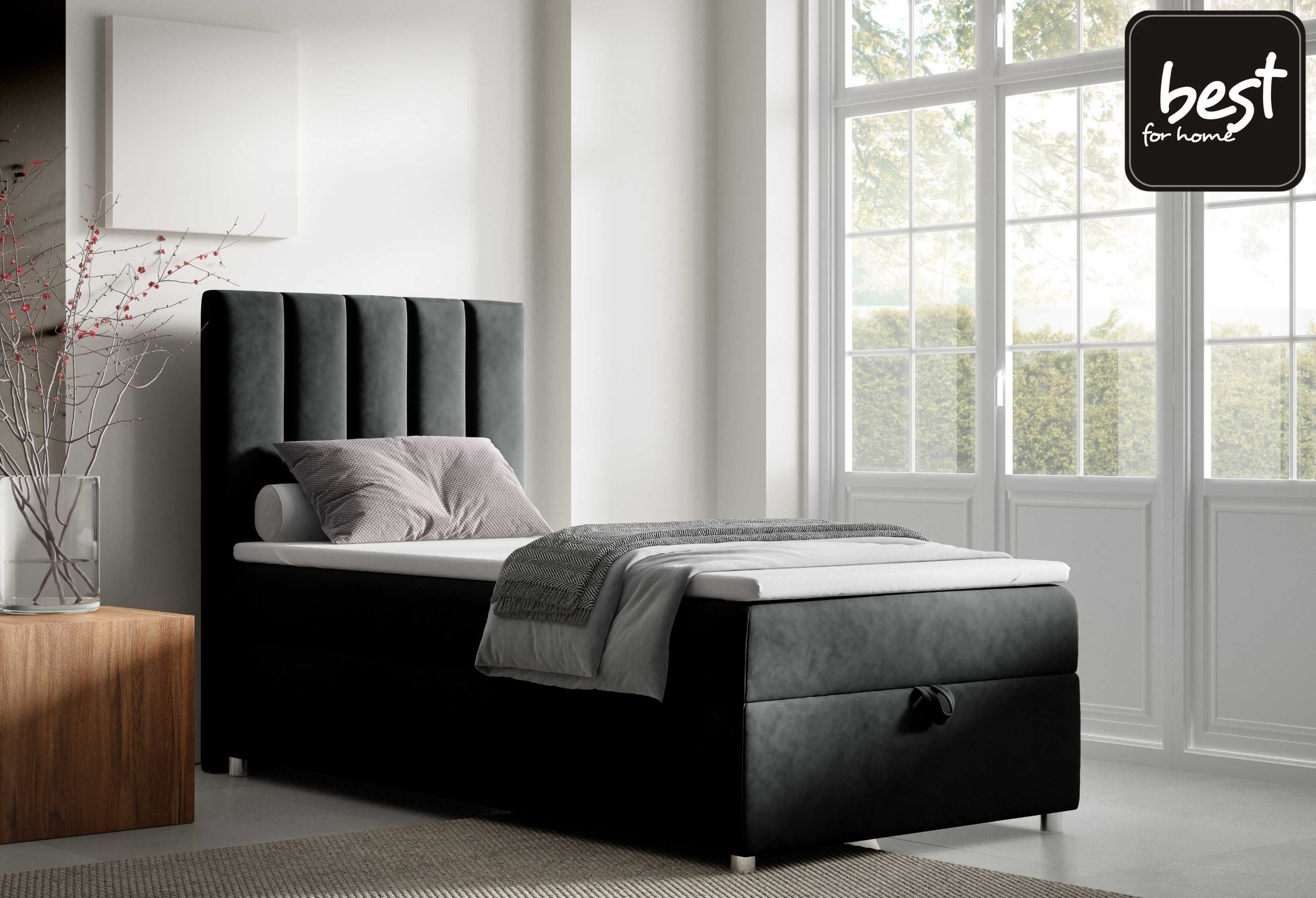 Boxspringbett for Bettkasten Topper Trinity Schwarz Bonellfederkern inkl. K-10 mit Home Best SINGLE