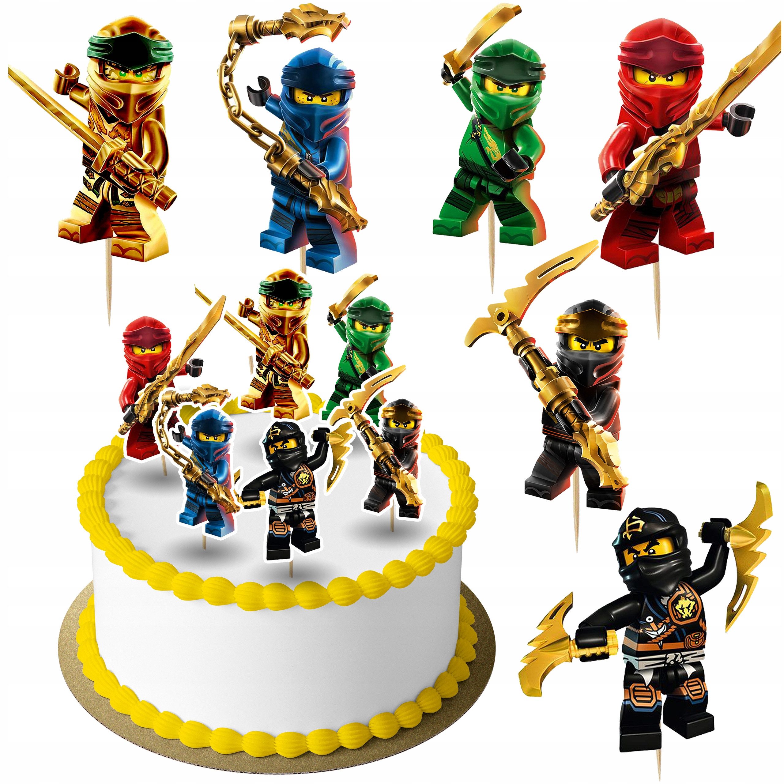 Tortenstecker NINJAGO Topper Set 6 Stk Geburstag Torten Deko Kuchen Junge