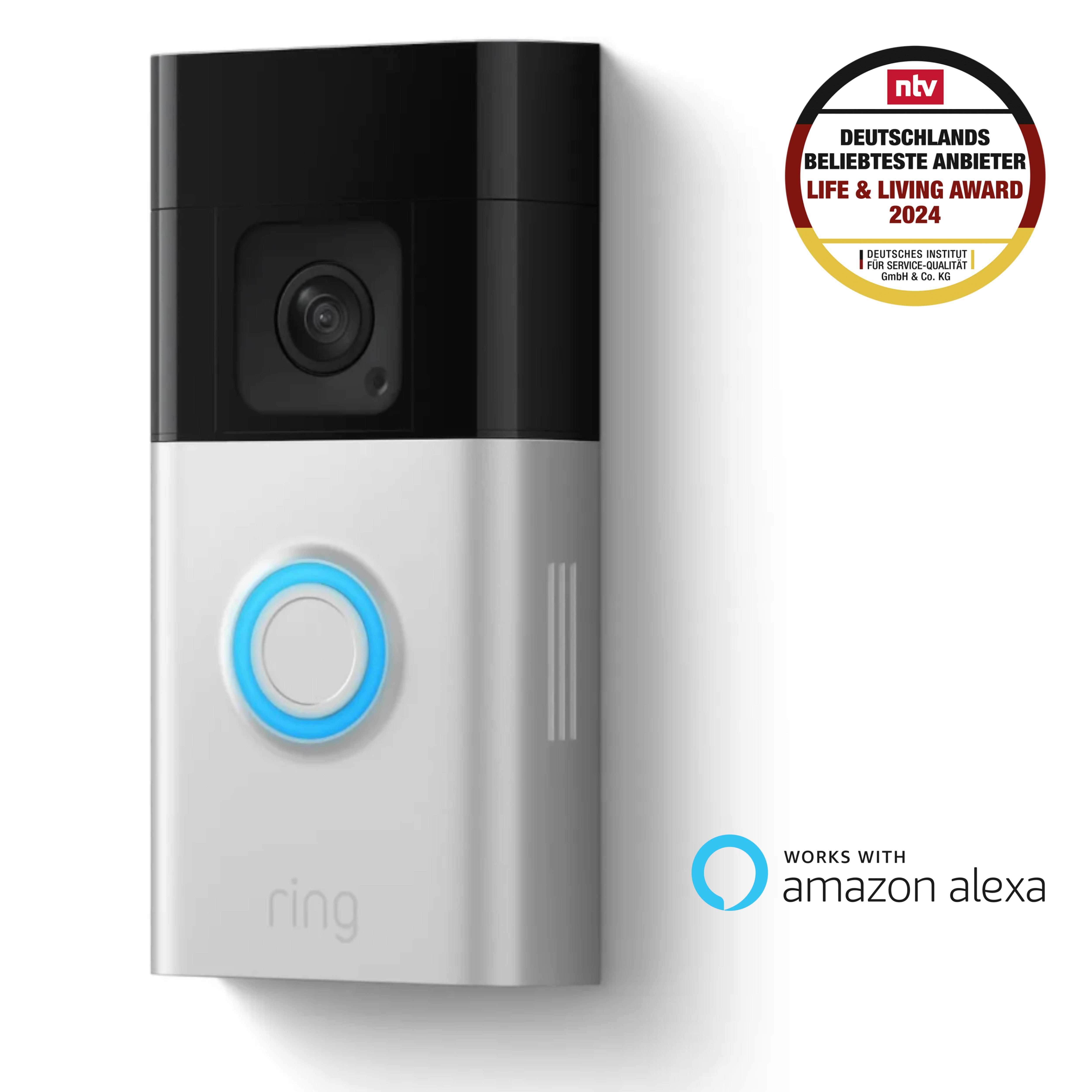 Ring Smart Home Türklingel Sicherheitskamera Battery Video Doorbell PLUS (Neueste Generation) (Außenbereich, Innenbereich, WLAN, Selbstinstallation in 5 Minuten, Privatsphäre-Einstellungen)