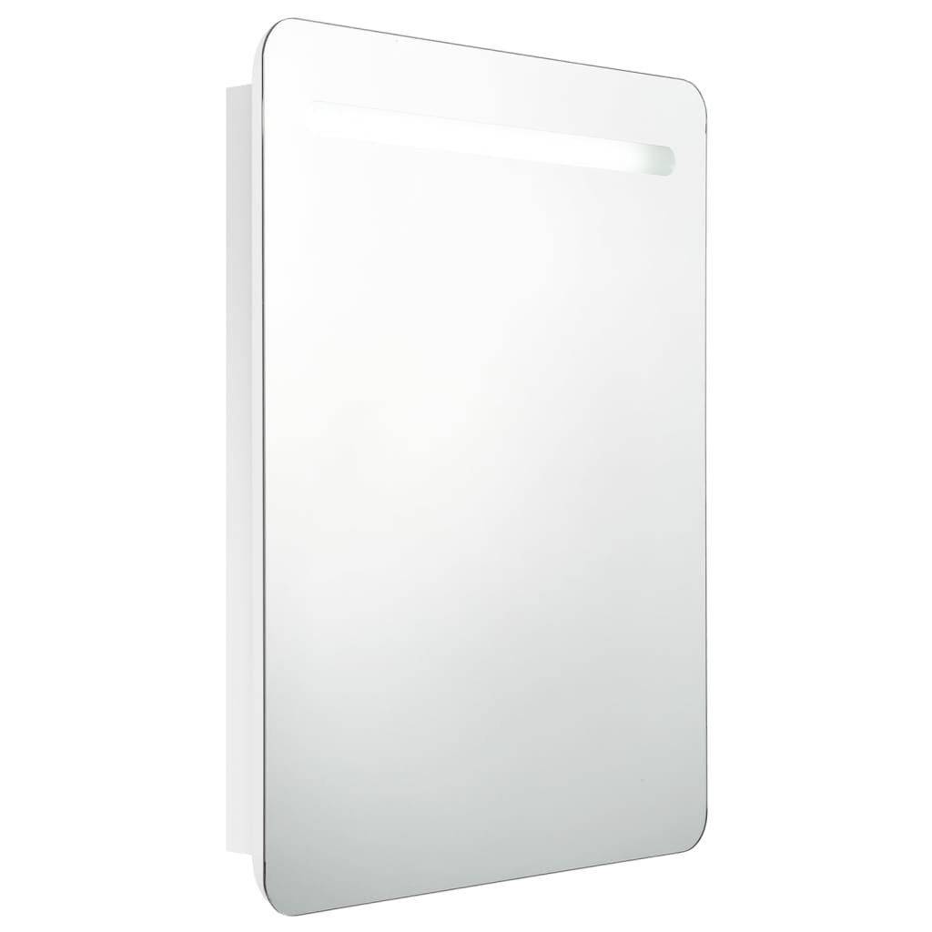 vidaXL Spiegel LED-Bad-Spiegelschrank Glänzendes cm Badezimmer LED-Bele Weiß 60x11x80 Hochglanz-Weiß