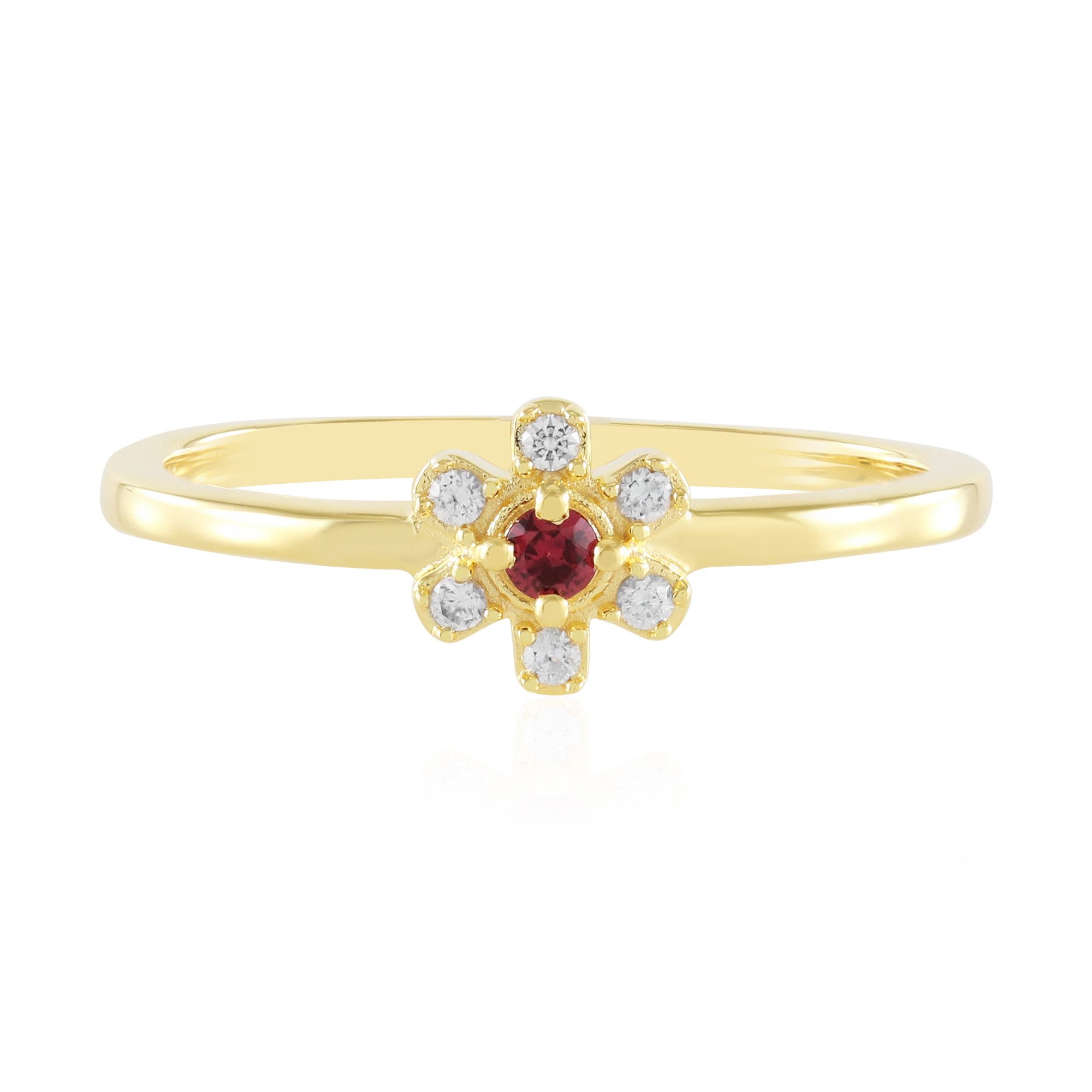 Cavill Silberring Cavill Ring 0,044 ct Spinell, 0,089 ct Zirkon, vergoldet, floral (1-tlg)