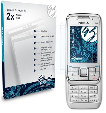 Bruni Schutzfolie Glasklare Displayschutzfolie für Nokia E66, (2 Folien), praktisch unsichtbar
