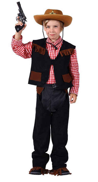 Karneval-Klamotten Cowboy-Kostüm Jungen Rodeo Wilder Westen, Kinderkostüm mit Chaps, Hemd und Weste
