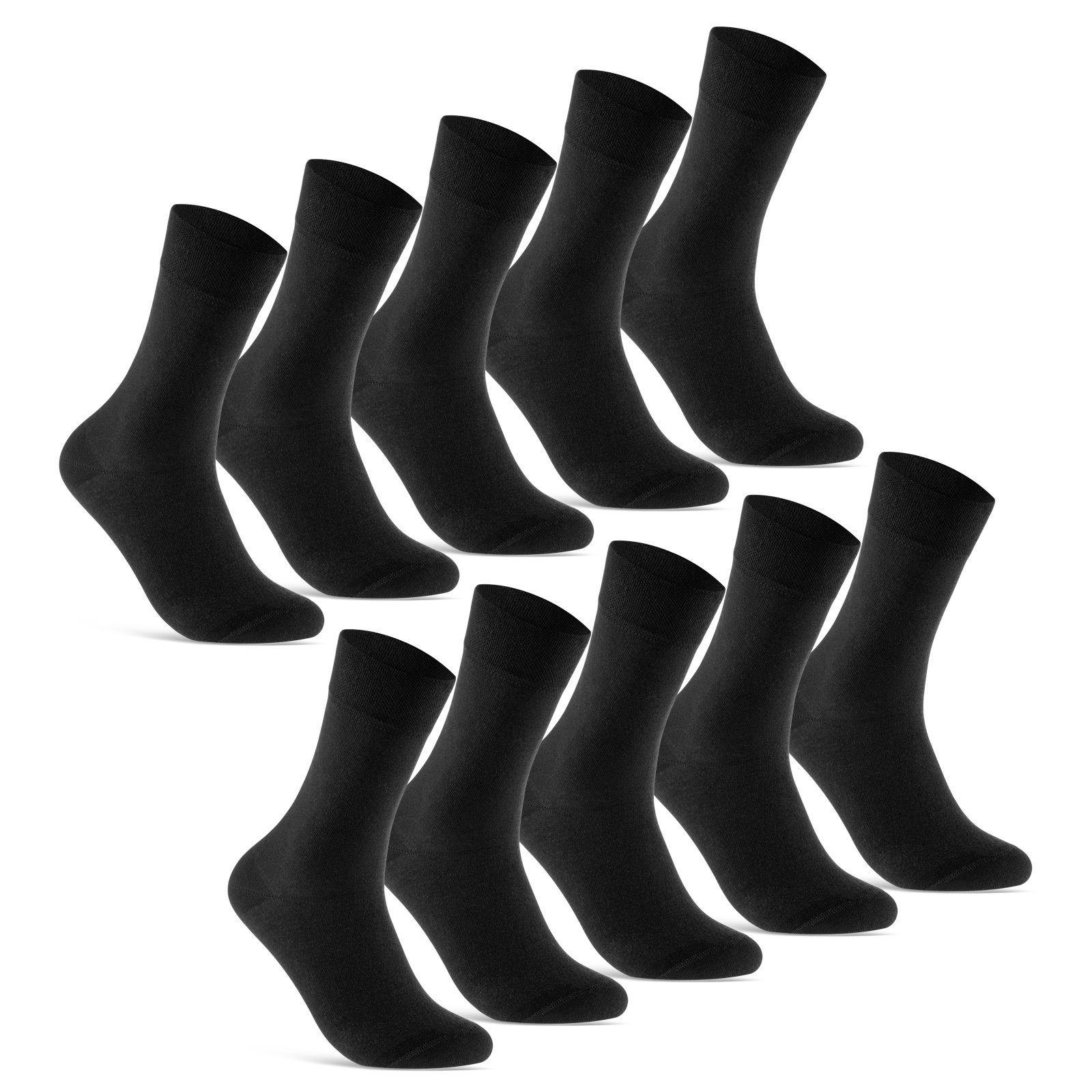 sockenkauf24 Socken 10 Paar Premium Socken Herren & Damen Komfort Business-Socken (Schwarz, 10-Paar, 43-46) aus gekämmter Baumwolle mit Pique-Bund (Exclusive Line) - 70101T WP