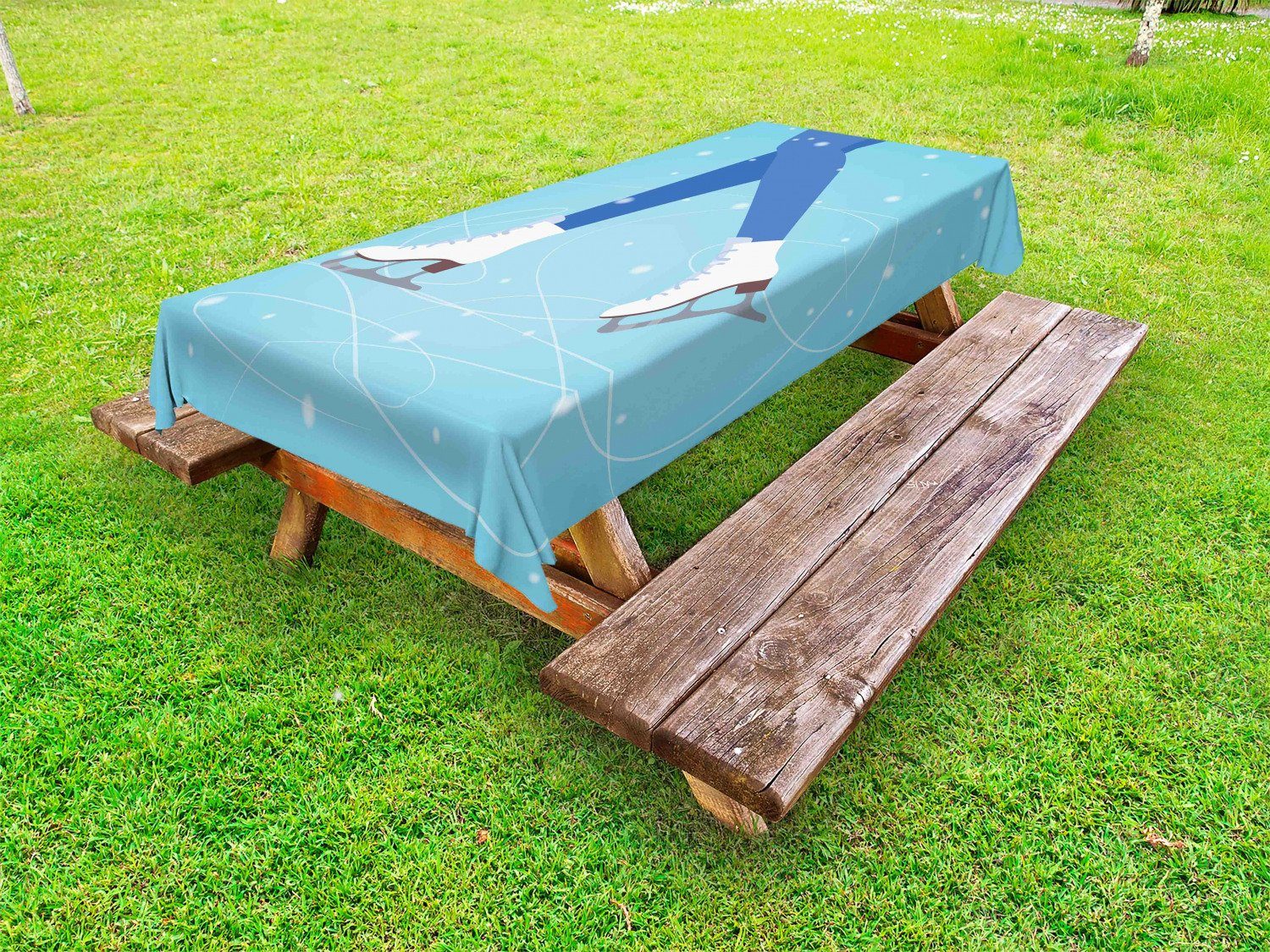 Abakuhaus Tischdecke dekorative waschbare Picknick-Tischdecke, Schlittschuhe Beine auf der Eisbahn