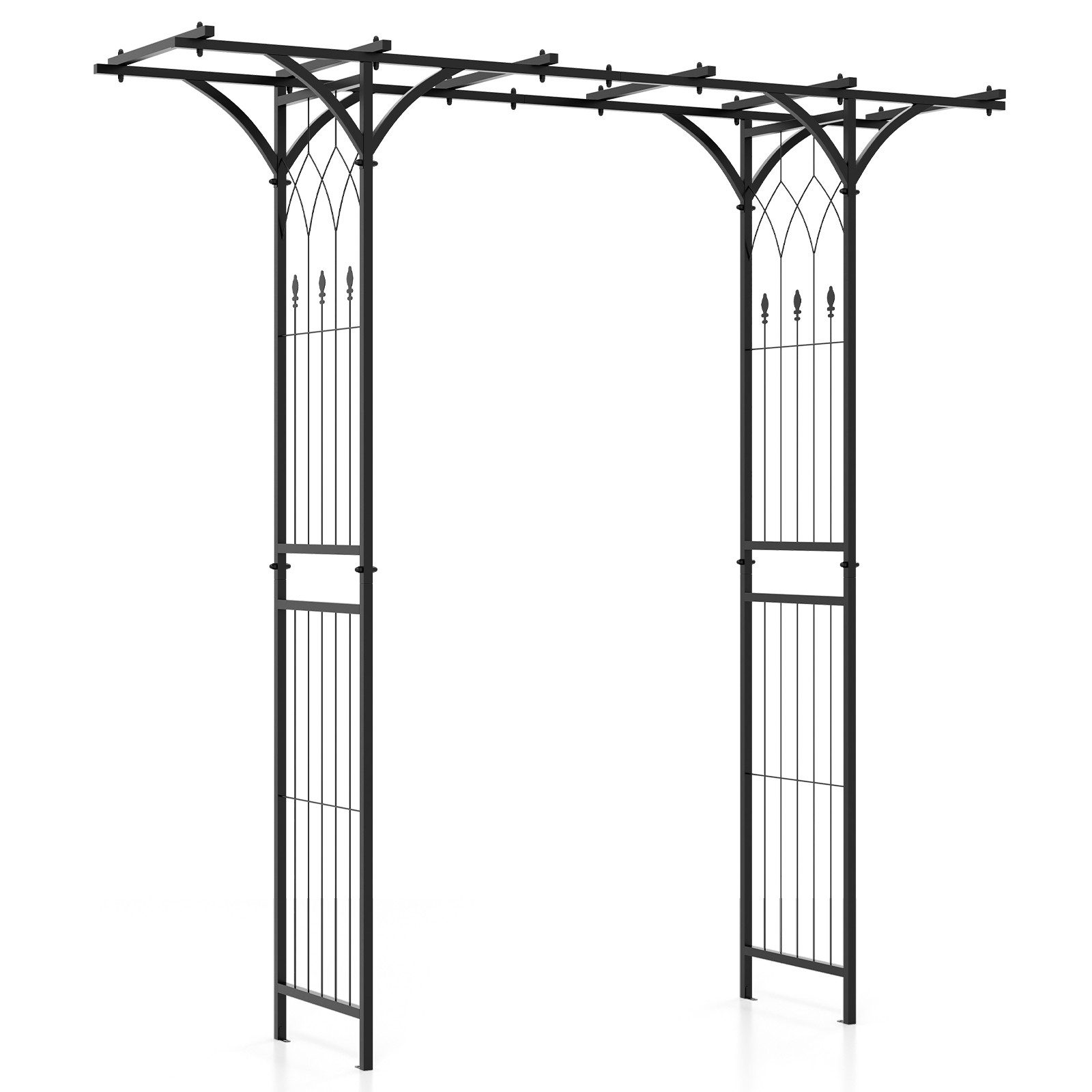 COSTWAY Rosenbogen, Metall, Rankgitter für Kletterpflanzen, 200 x 52 x 206 cm