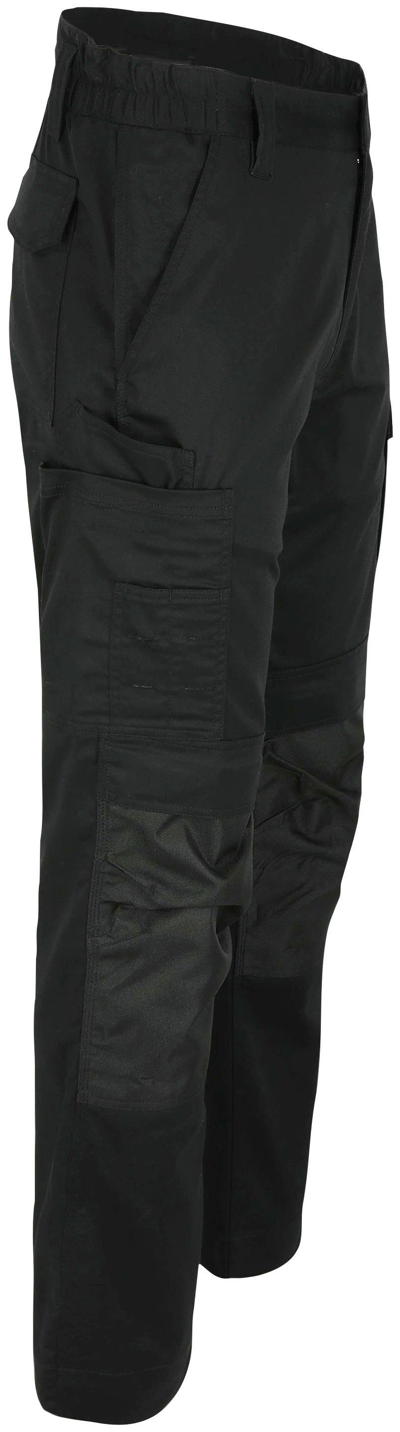 AXO Knietaschen Arbeitshose Herock 2-tlg) Stretch-Hose mit schwarz (Set, wasserabweisende inkl. Stretch-Gürtel,