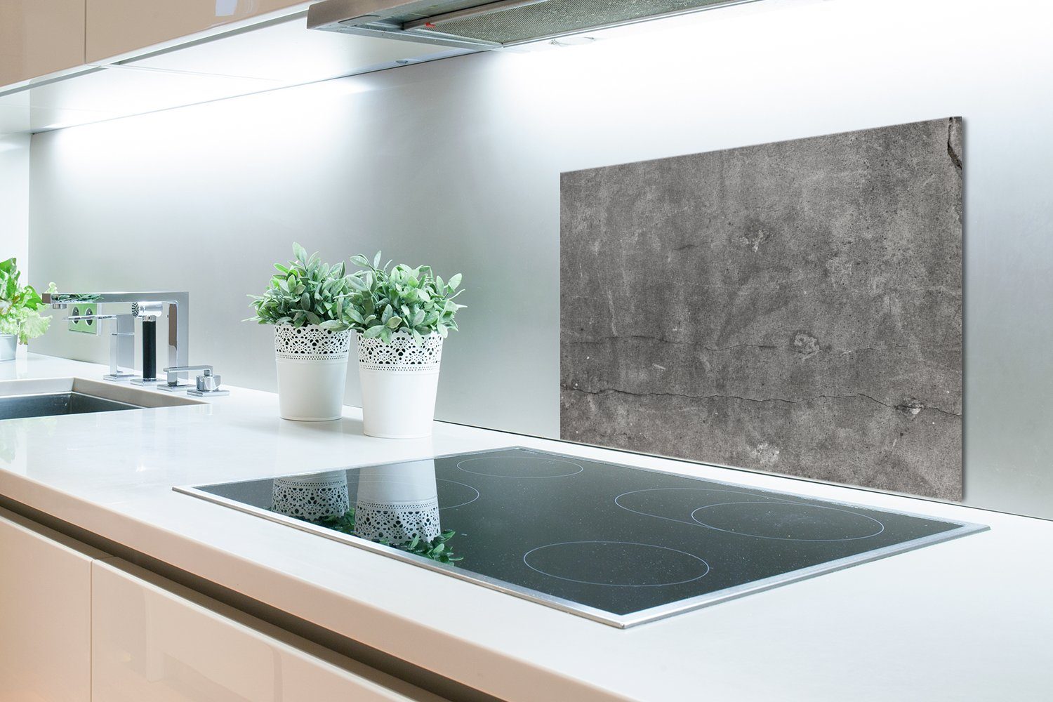Beton 60x40 Temperaturbeständig (1-tlg), Zement, - Herdblende Wandschutz, Küchenrückwand küchen MuchoWow Wand aus cm, -