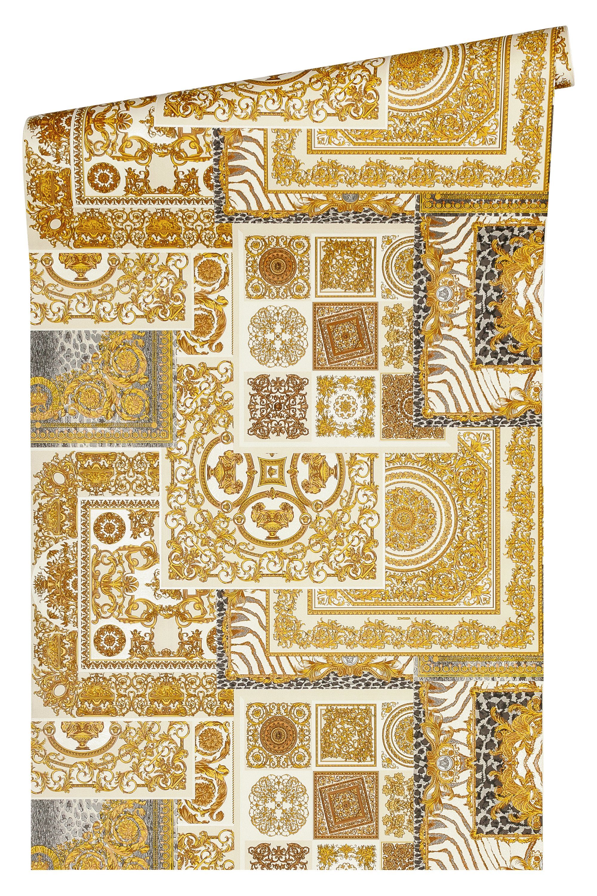 Versace Vliestapete Versace wallpaper Versace 4, Barock Tapete, gold, silber 370484