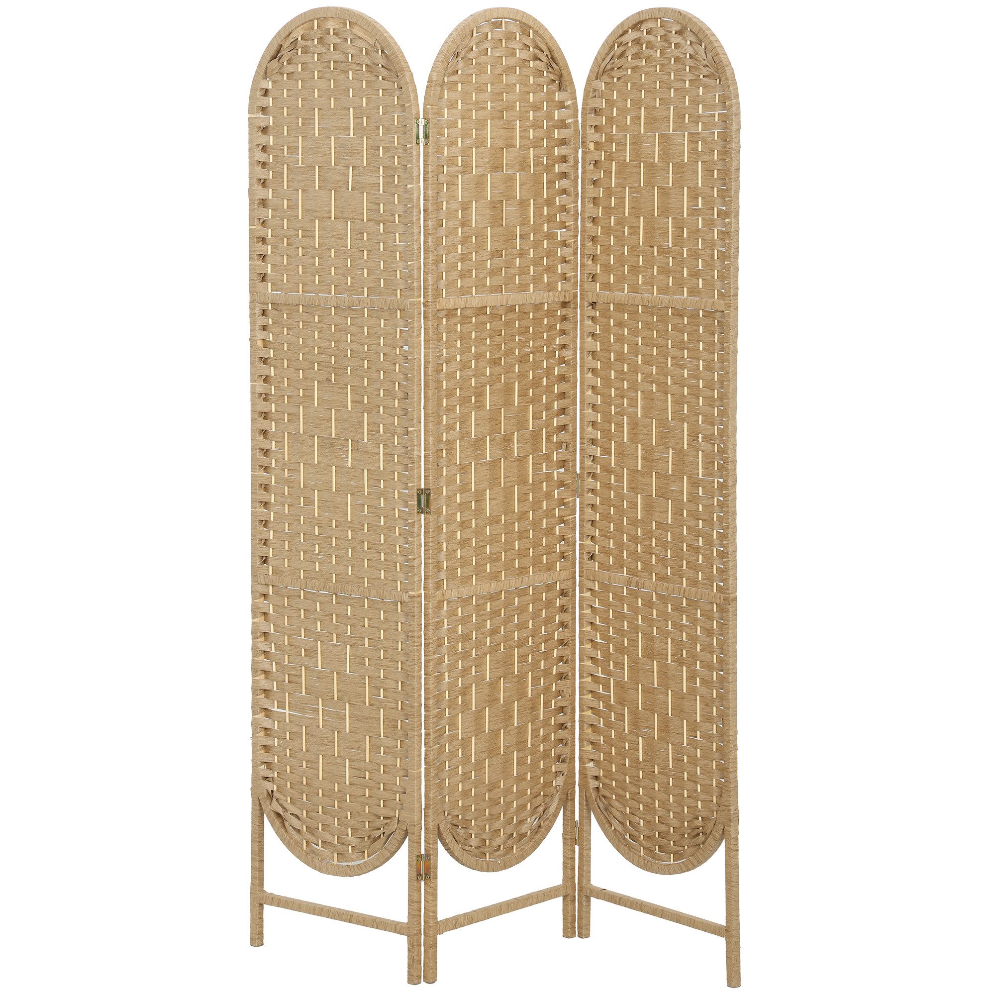 HOMCOM Paravent Freistehend für Wohnräume (Set, 3 St., 3-teilig), 3-teilig, faltbar, Boho, Bogendach – Bild 2 von 5