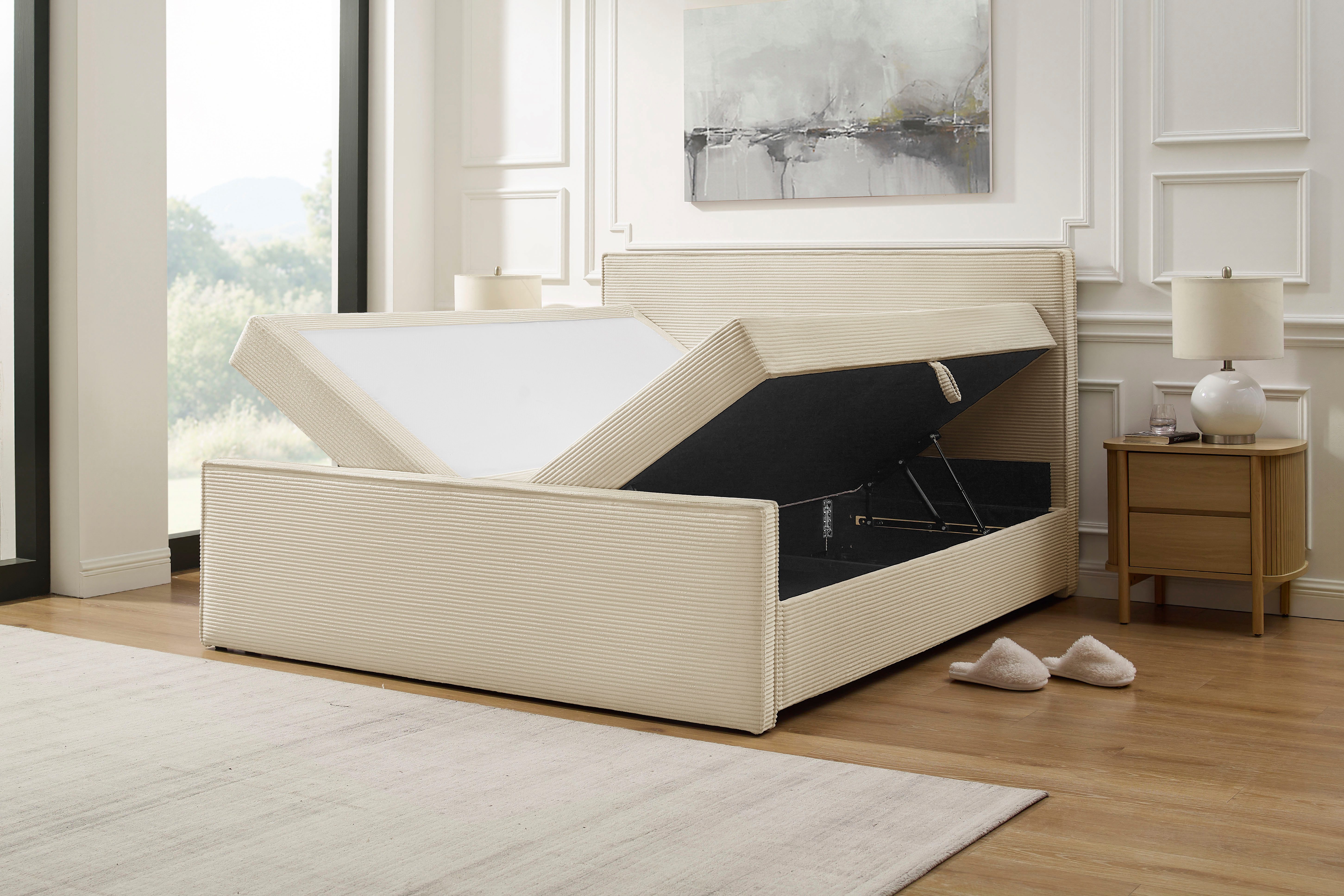 OTTO home Boxbett Henno inkl. Bettkasten und Topper, Liegefläche 180x200cm, erhältlich in hochwertigem Cord-Stoff und der Größe 180x200 cm