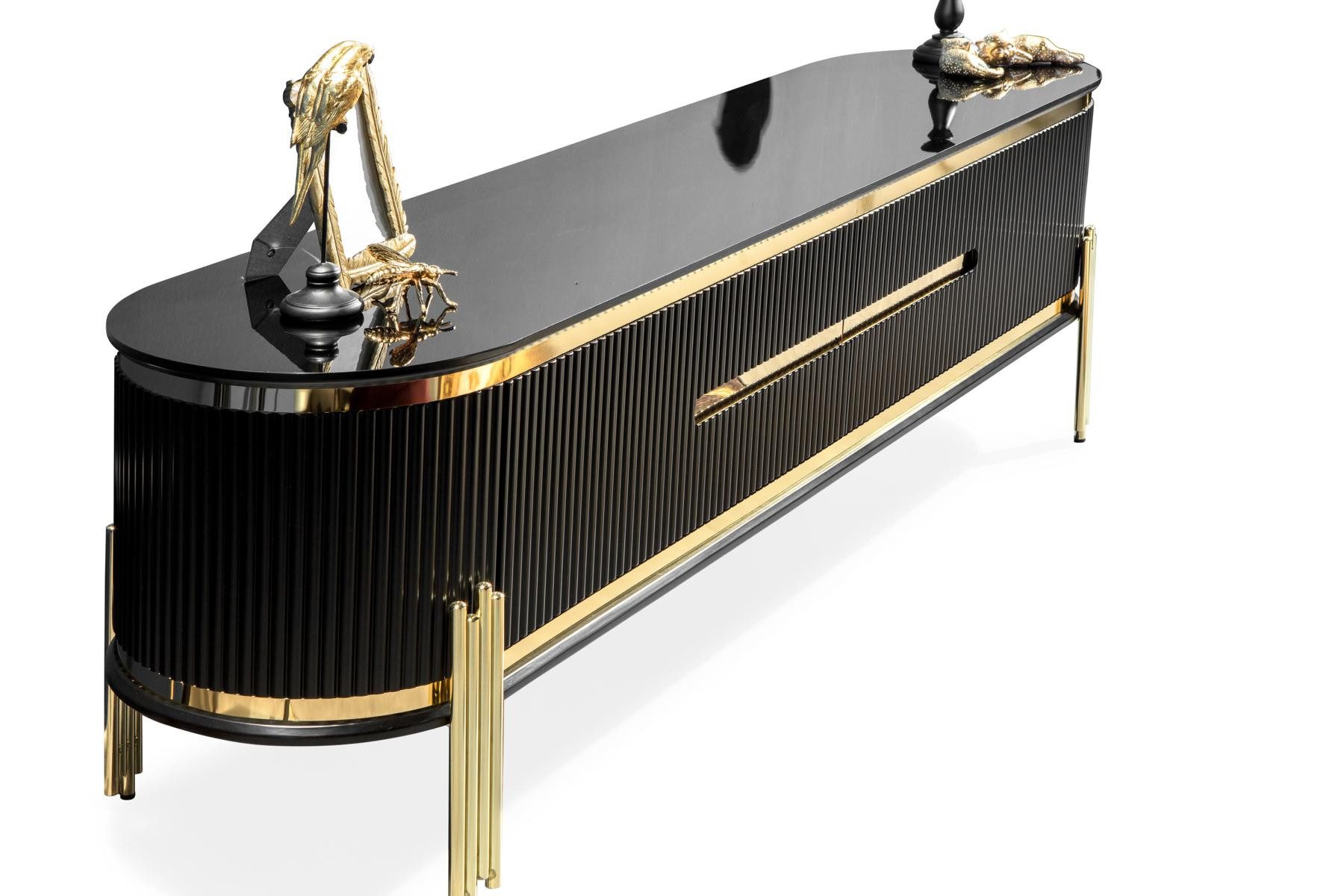 Xlmoebel Lowboard Luxus TV-Ständer in Schwarz mit elegantem Design und Stauraum (Lowboard, 1 St., RTV Lowboard), Hergestellt in Europa
