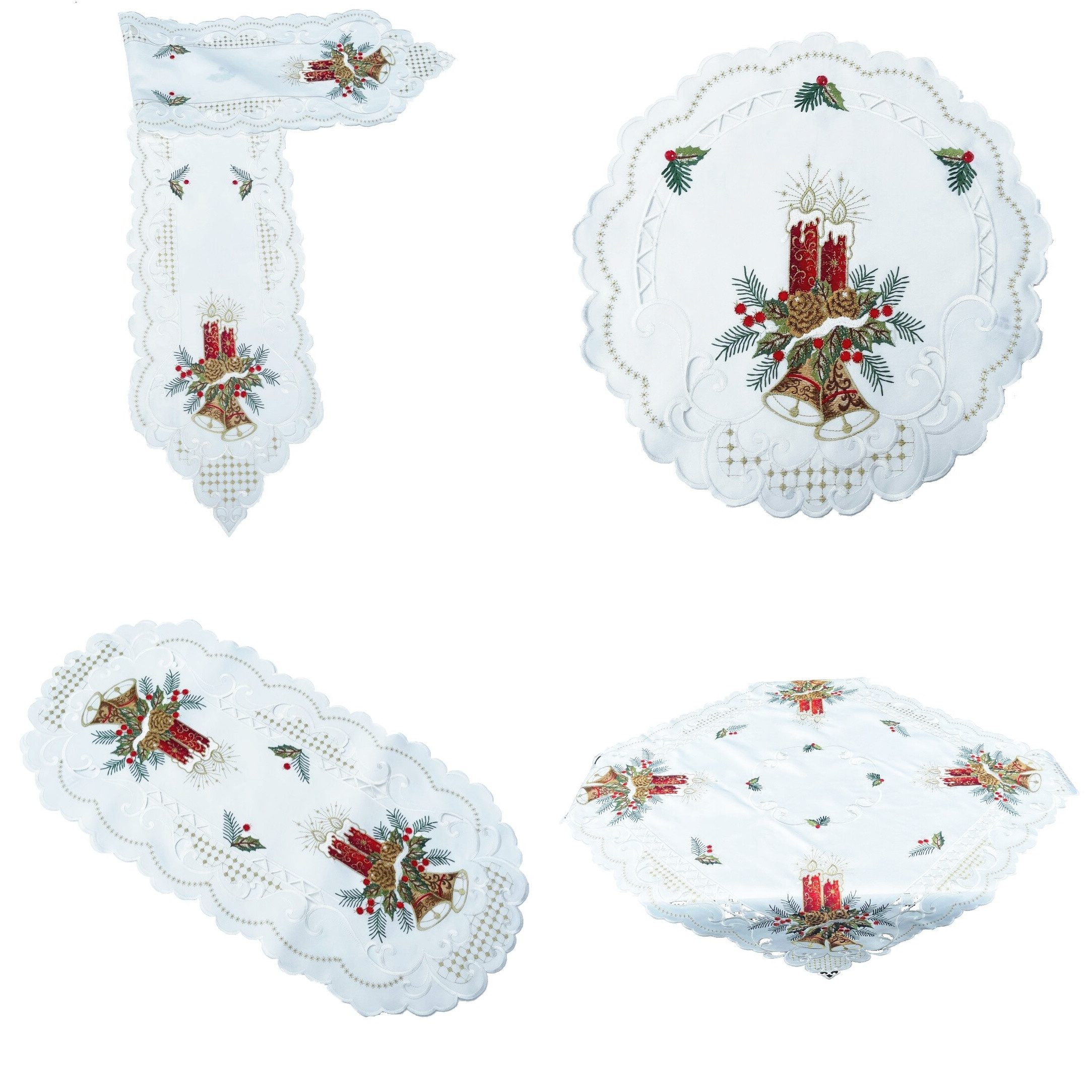 Westernlifestyle Tischläufer 2 rote Kerzen auf weißem Grund günstig online kaufen