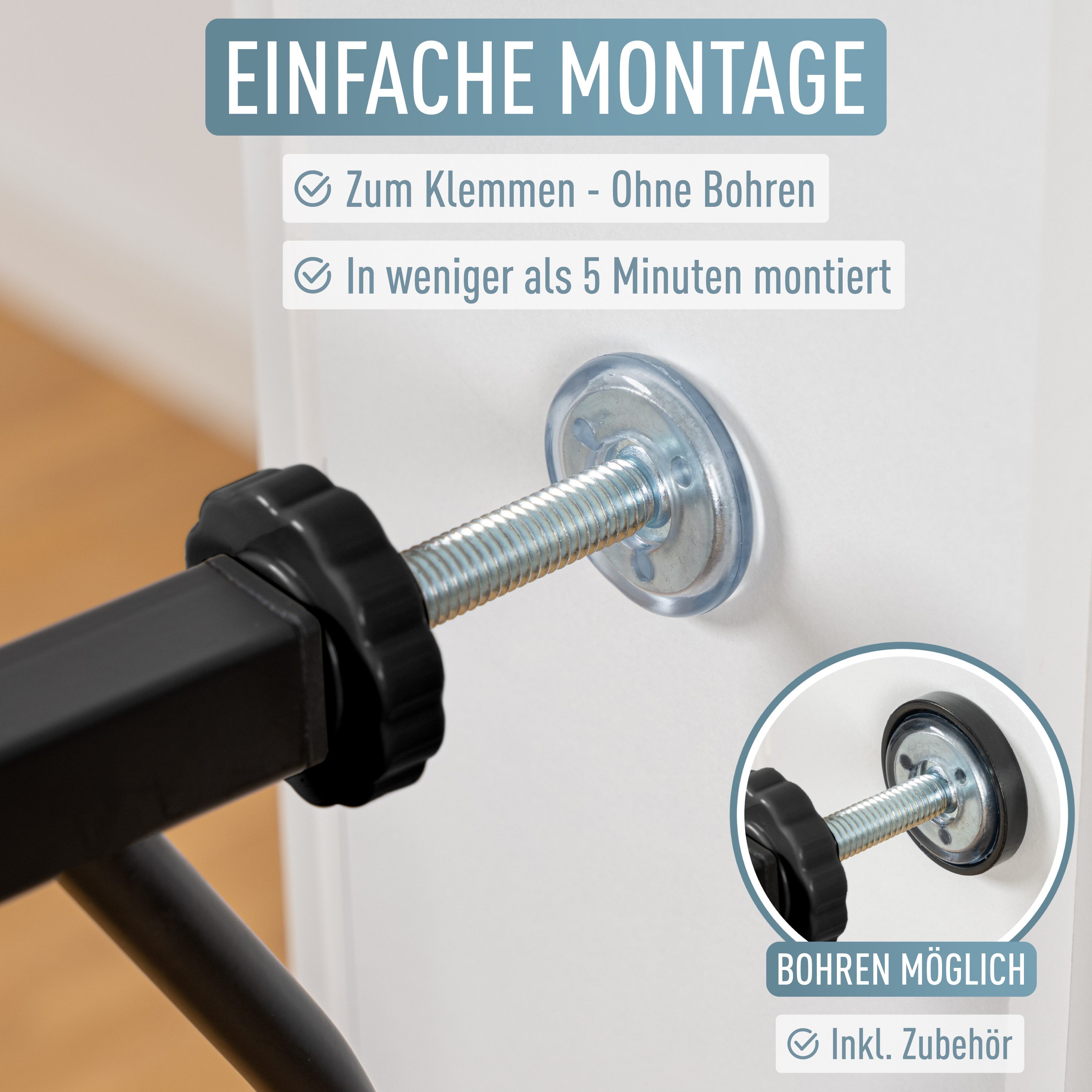 ib style Türschutzgitter Berrin XXL, Extra breiter Durchgang, Treppengitter, Ohne Bohren