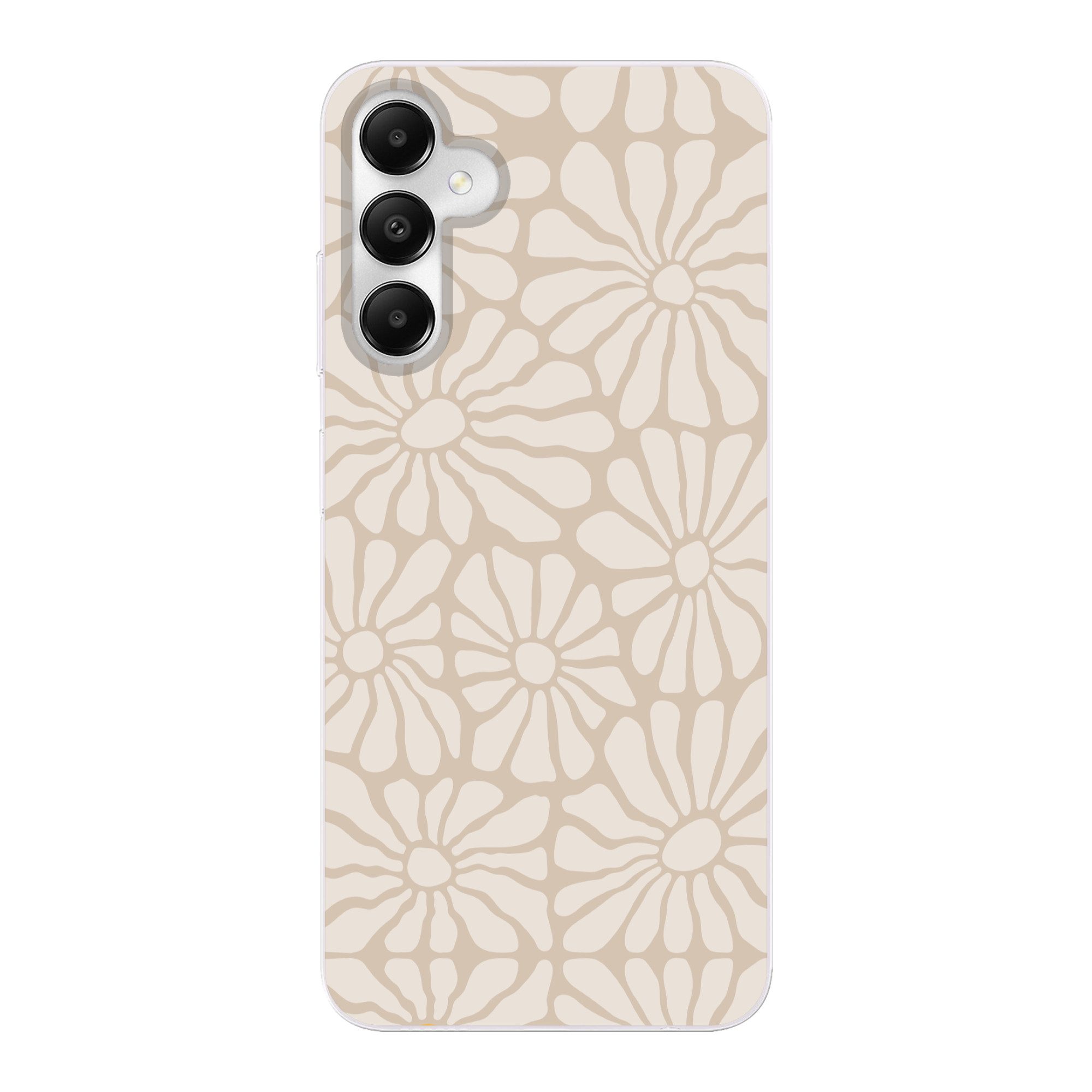 MuchoWow Handyhülle für Samsung Galaxy A05s Floral - Druck - Beige - Braun - Minimalistisc, Smartphone-Bumper, Print, Handy Schutzhülle Dünn