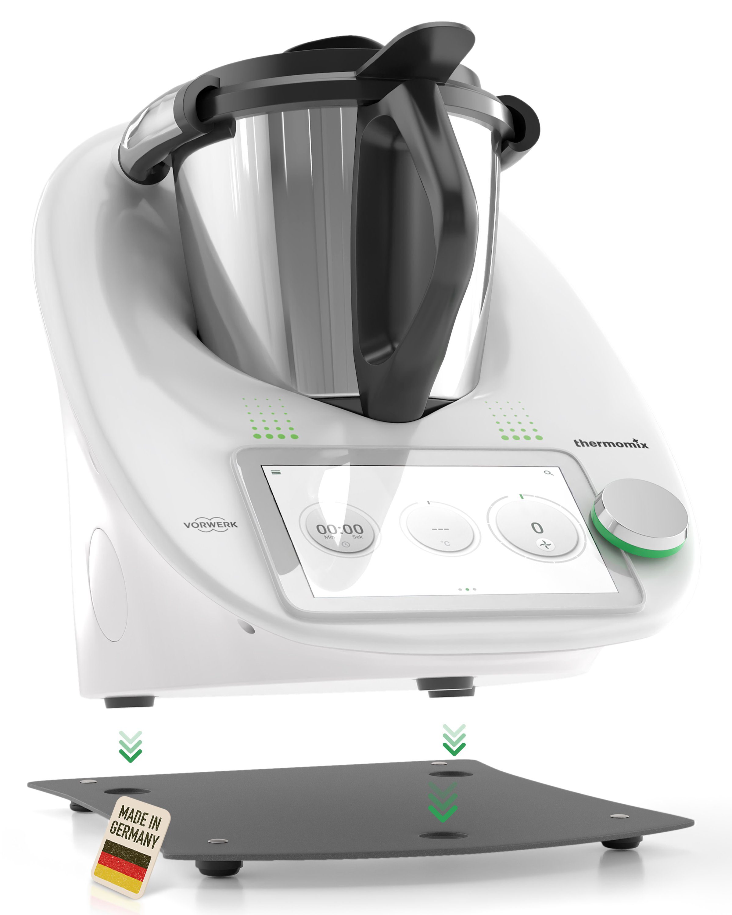 Leckerhelfer - automatisch Lecker Ablageregal Gleitbrett passend für den Thermomix® TM5 TM6, Komplett-Set, Made in Germany