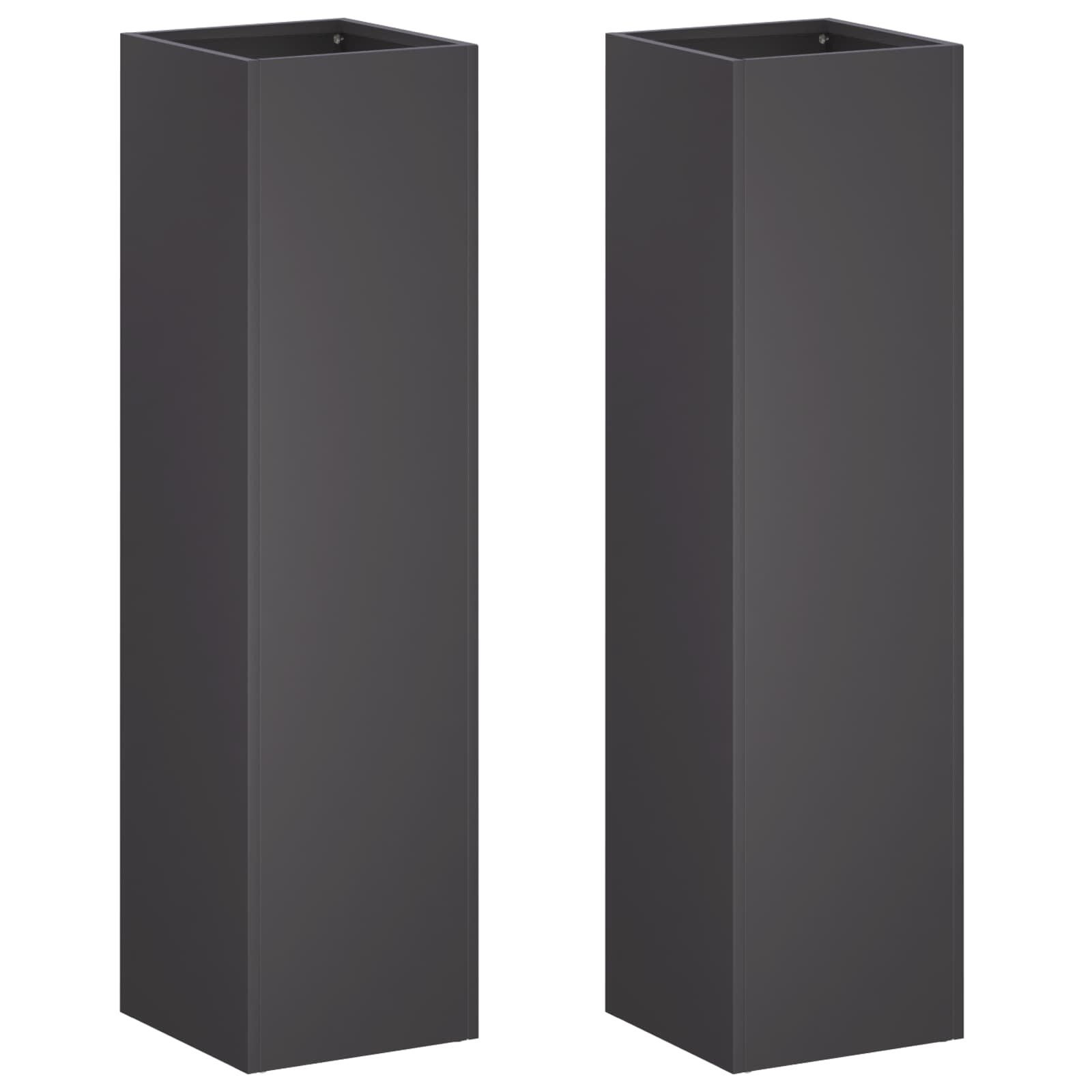 vidaXL Blumentopf Garten-Pflanzgefäß 2 stk. Schwarz 20 x 20 x 75 cm (2 St)