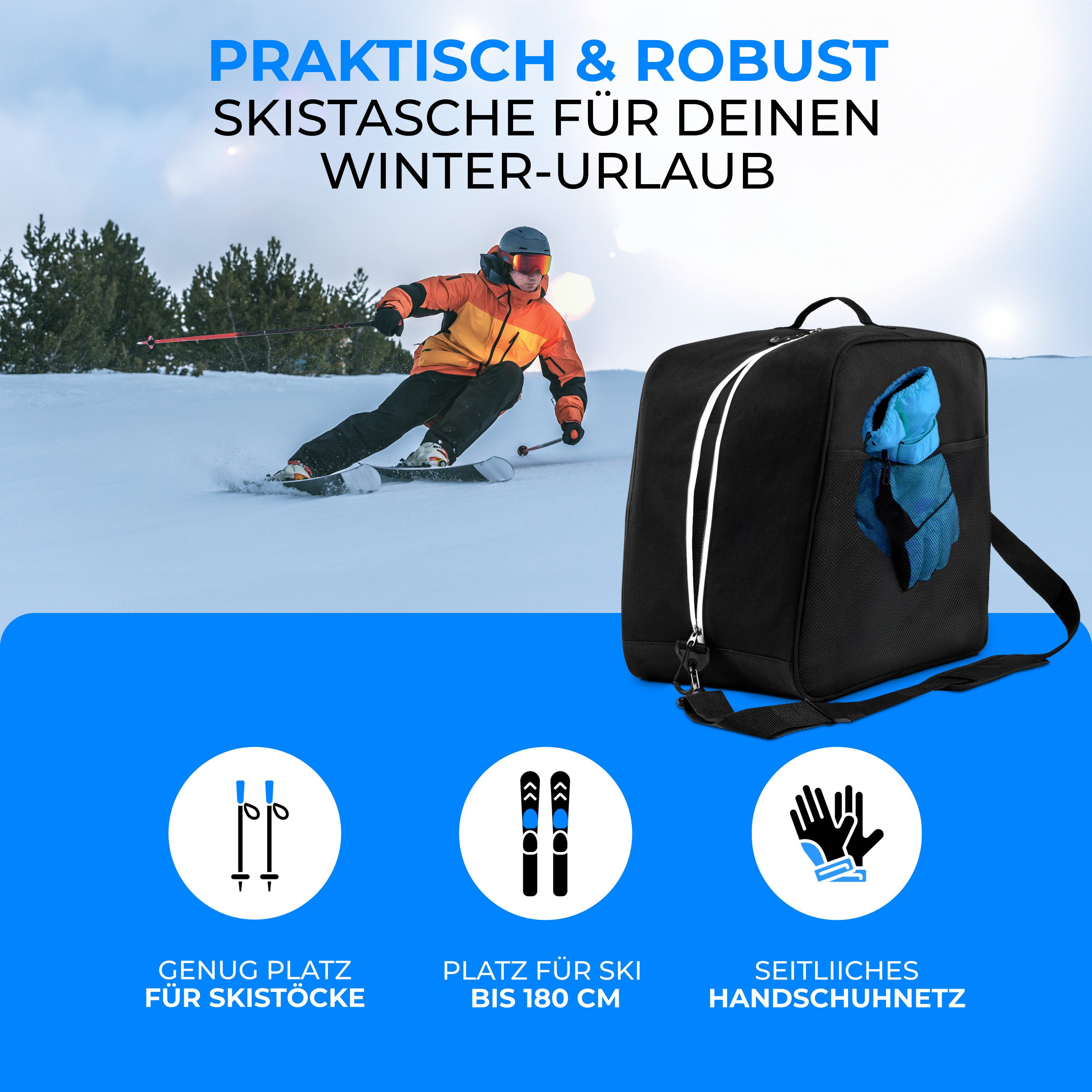 Styngard Skitasche COURCHEVEL (Skisack [180 cm] und Skischuhtasche [38 L), aus robustem Material