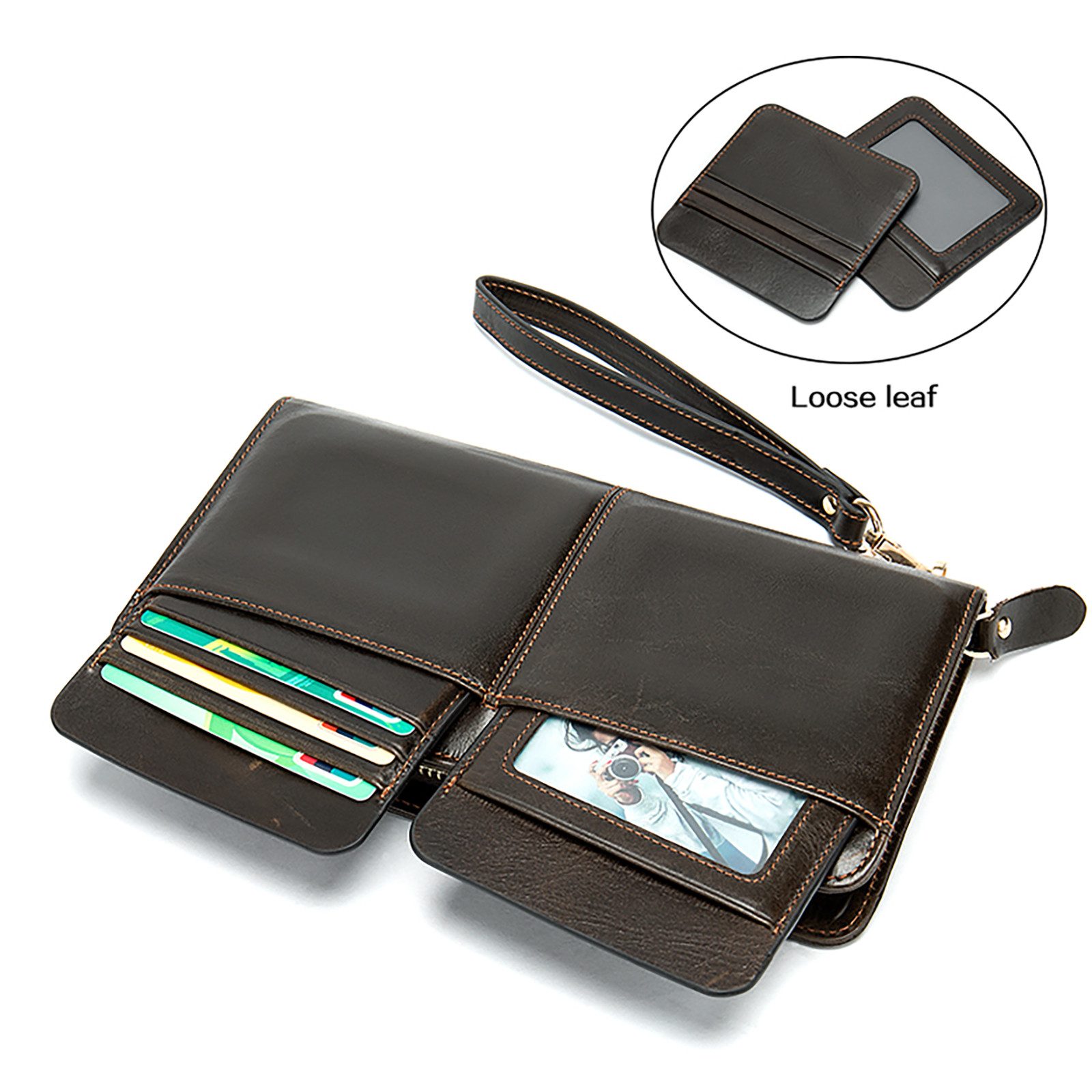 YUBRO-STUDIO Clutch Herren Geldbörse Echtleder Kartenhalter günstig online kaufen