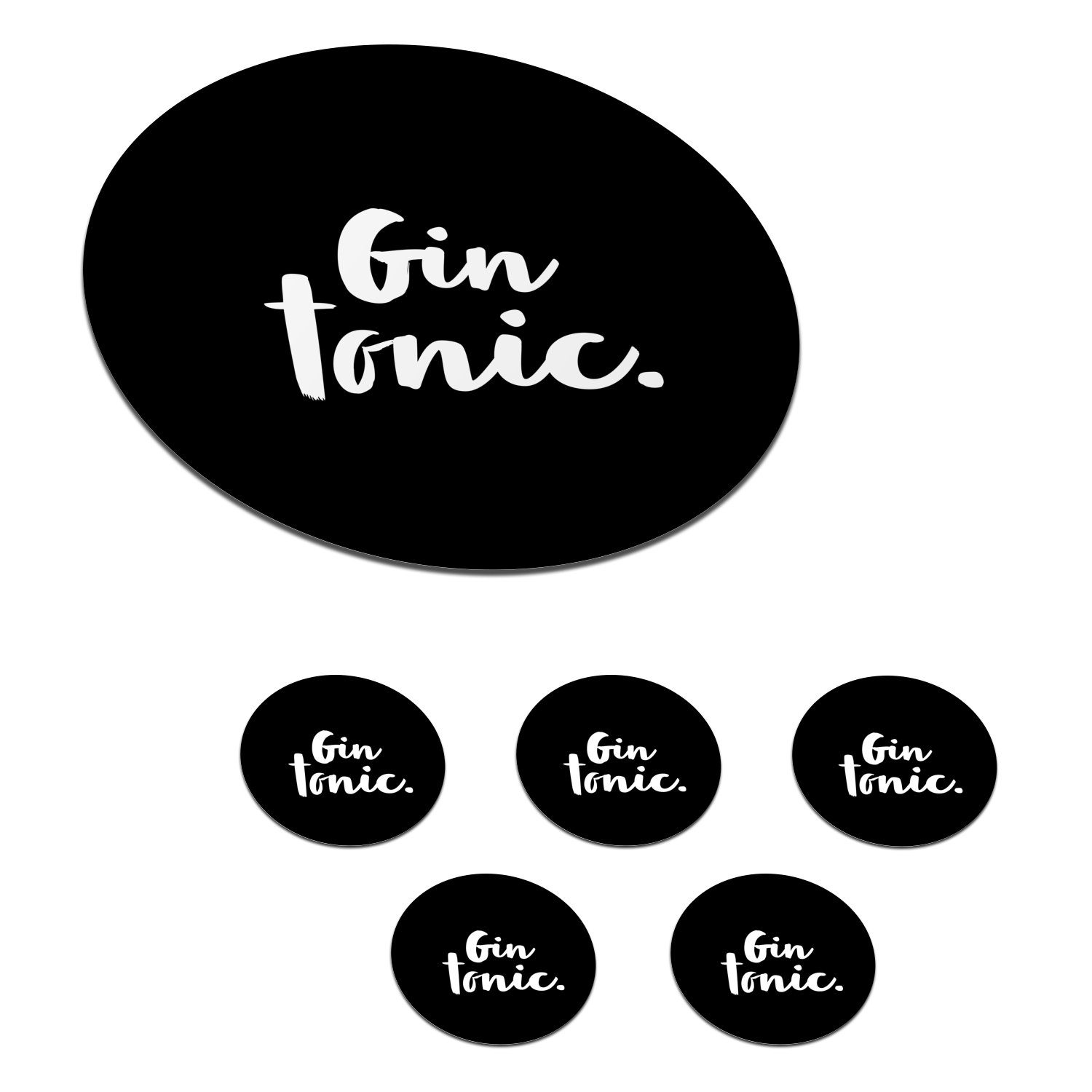 MuchoWow Glasuntersetzer Gin Tonic - Zitate - Cocktails - Getränke, Zubehör für Gläser, 6-tlg., Getränkeuntersetzer, Tassenuntersetzer, Korkuntersetzer, Tasse, Becher