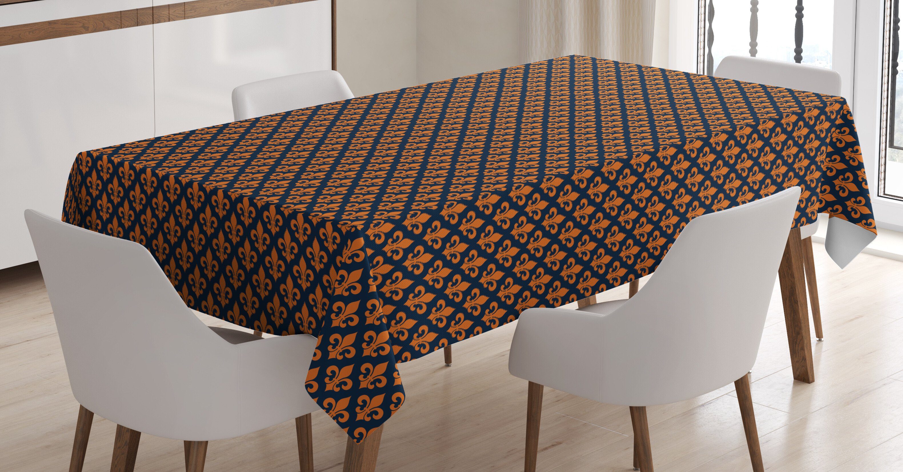 Für Fleur Abakuhaus geeignet Waschbar Lis den Tischdecke Farben, heraldischen Bereich Farbfest De Außen Orange Klare
