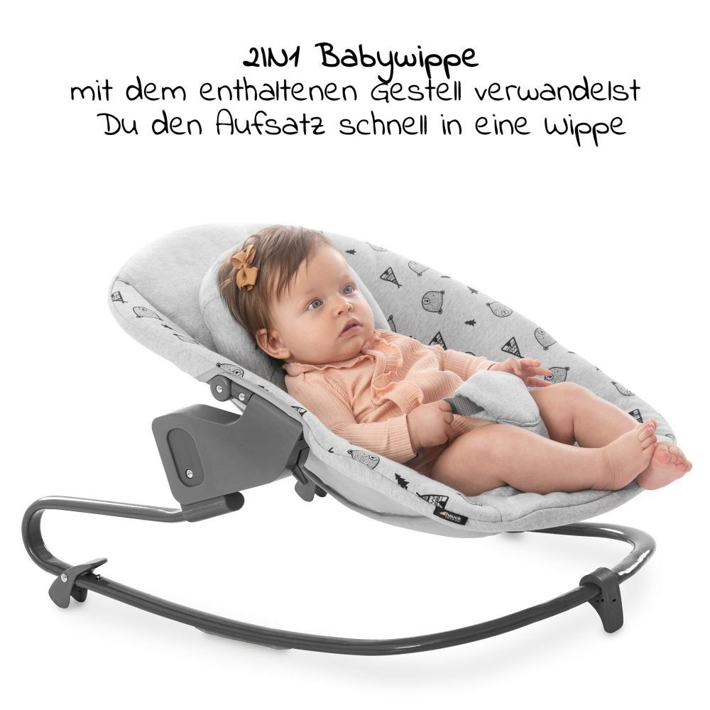 Hauck Aufsatz XL Geburt, Hochstuhl Babystuhl (Set, Alpha für St), Sitzauflage Weiss Newborn Plus Set Essbrett, Neugeborene, 5 ab