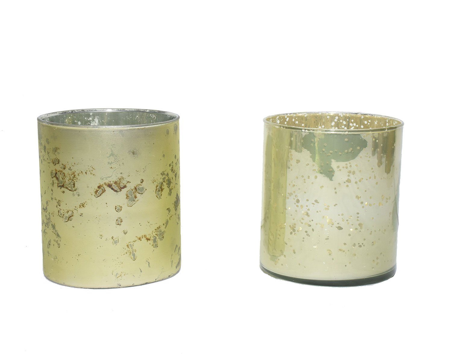 DIJK Kerzenhalter Kerzenhalter Glas 10x10x12 cm 2er Set antik grün (2 St)
