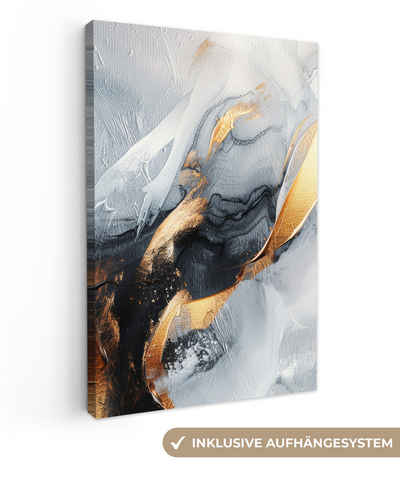 OneMillionCanvasses® Leinwandbild Abstrakt - Gold - Farbe - Ästhetik - Kunst, Gold - Malen (1 St), Leinwand Wandbild, Wanddekoration 20x30 cm