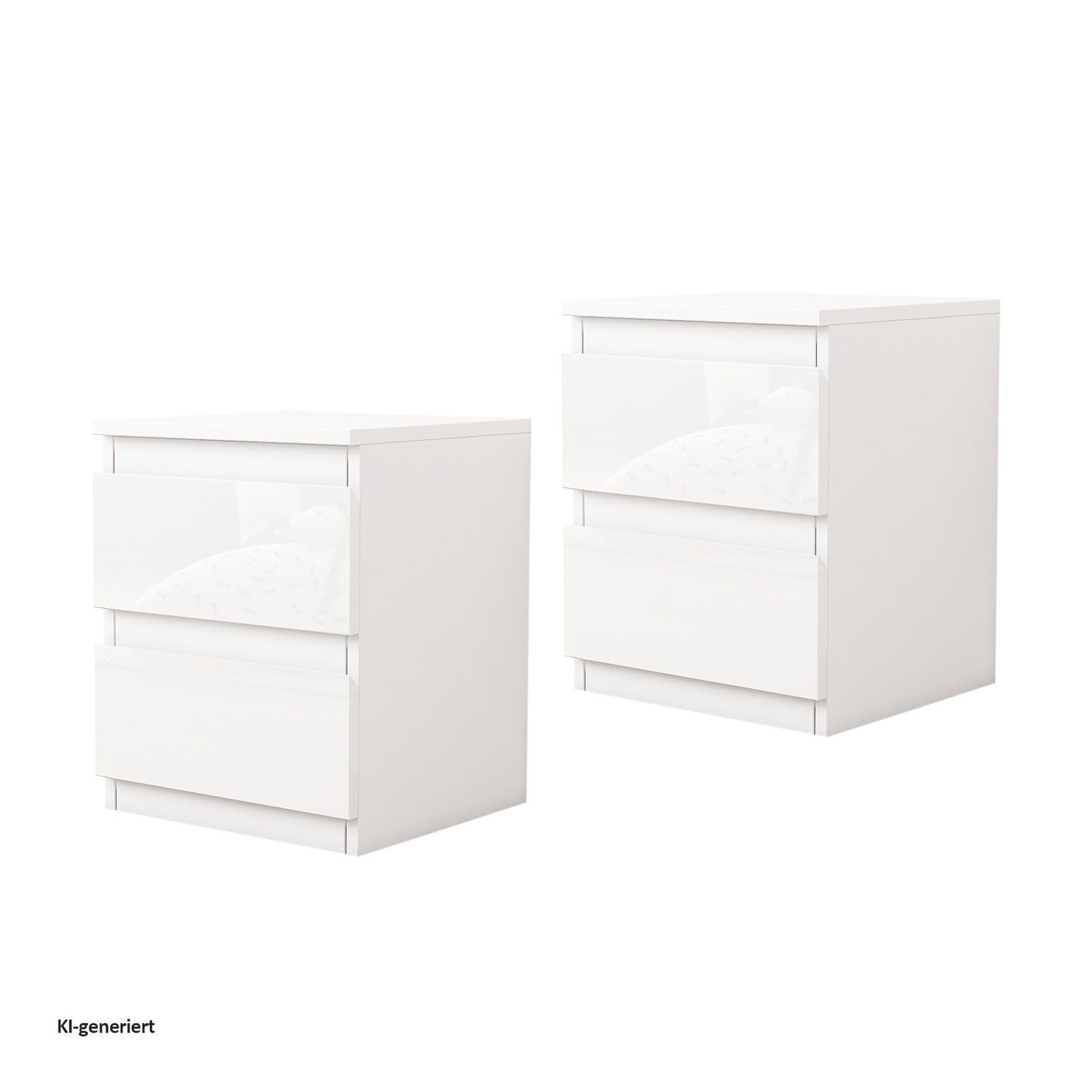 HTI-Living Nachtkommode Nachtschrank Kenji Hochglanz 2er-Set (Set, 2 Nachtschränke), Nachtkommode 2 Schubladen